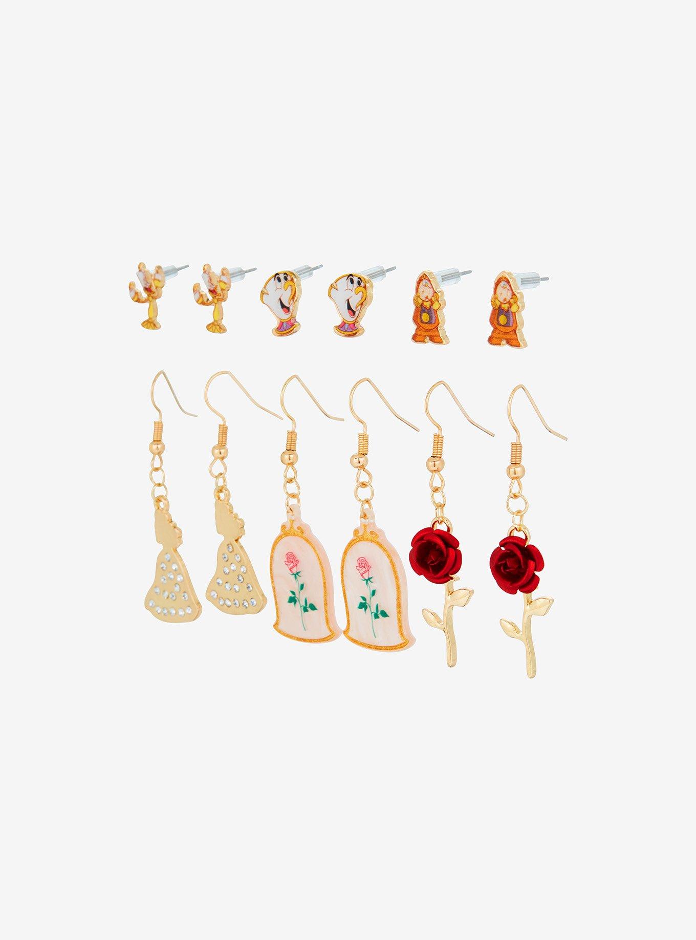 Disney Beauty And The Beast Characters Earring Set, , alternate