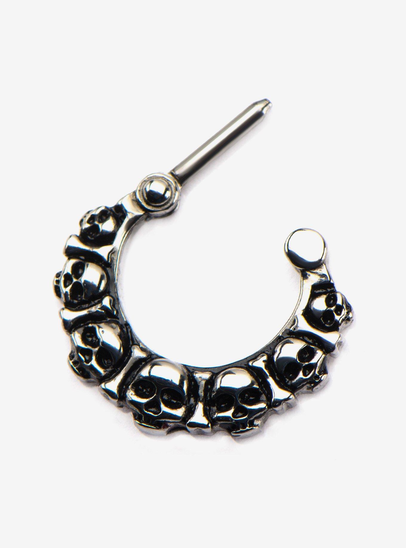 Steel Silver Skulls Hinged Clicker, , hi-res