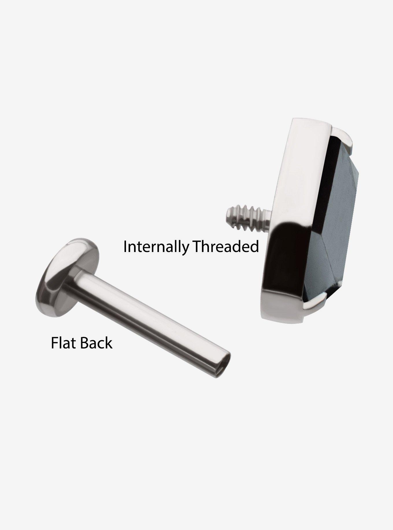 Steel Silver Jeweled Black Coffin Labret Stud, , hi-res