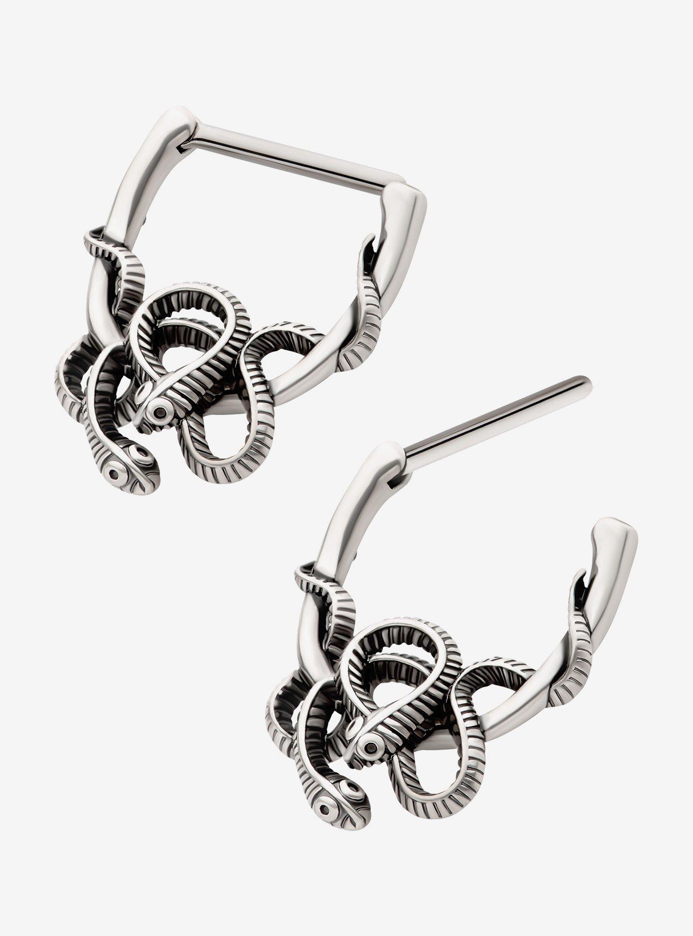 Steel Silver Wrapped Snake Nipple Hoop 2 Pack, , hi-res