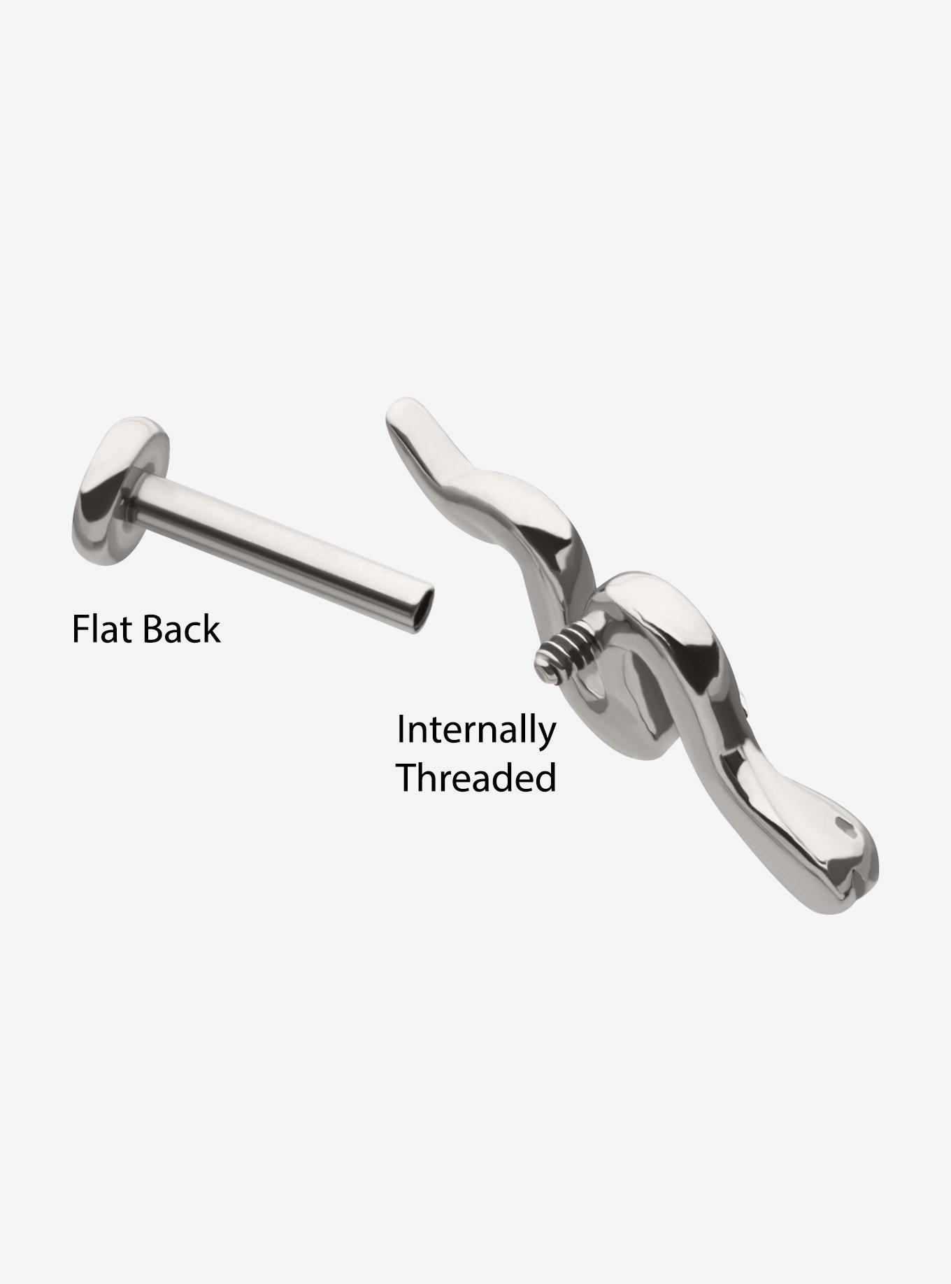 Steel Silver Black-Jeweled Snake Labret Stud, , hi-res