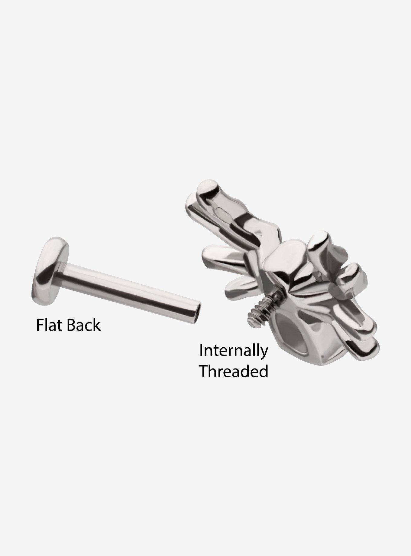 Steel Silver Black-Jeweled Spider Labret Stud, , hi-res