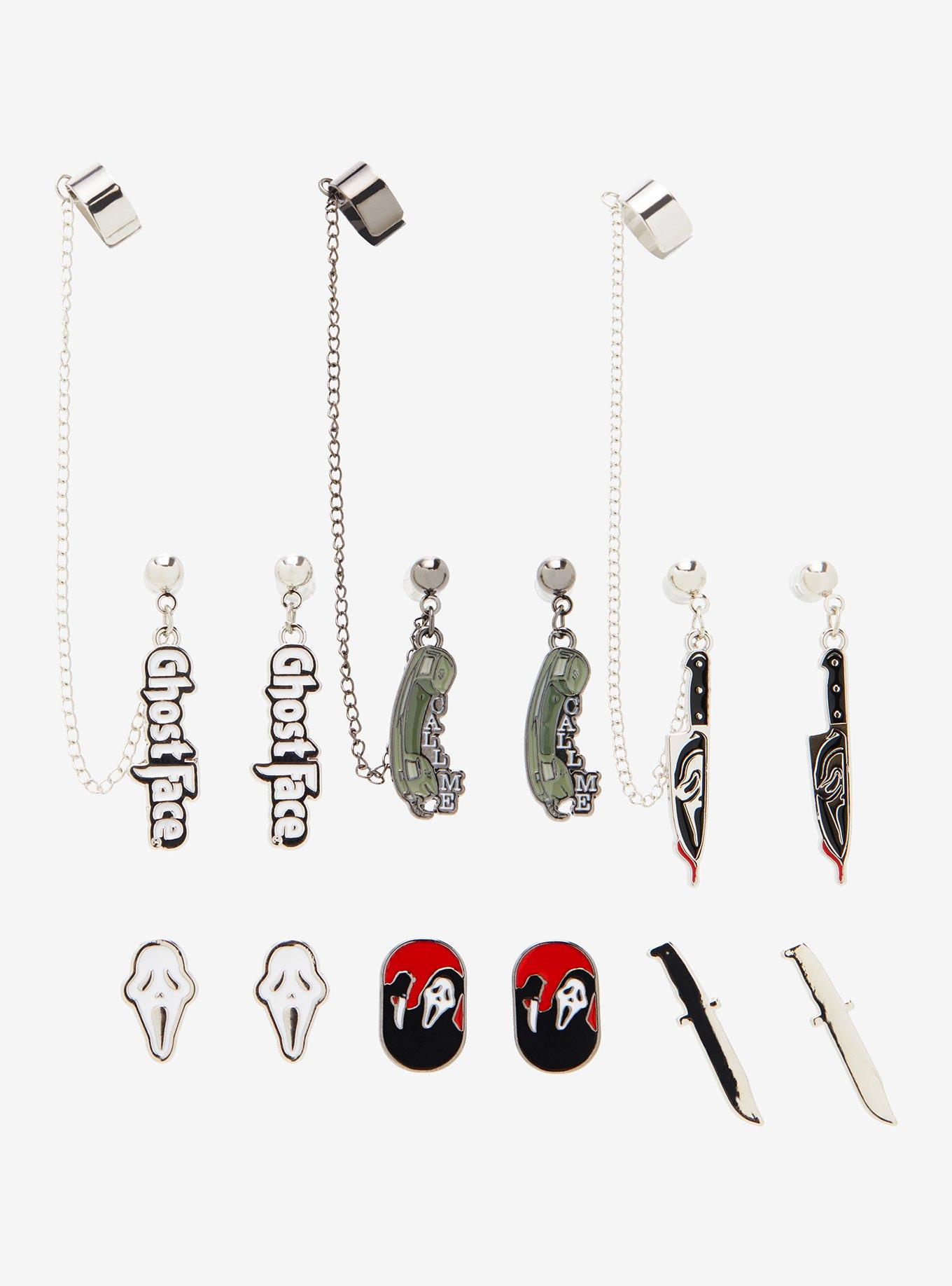 Ghost Face Knife Icon Stud Earring Set, , hi-res