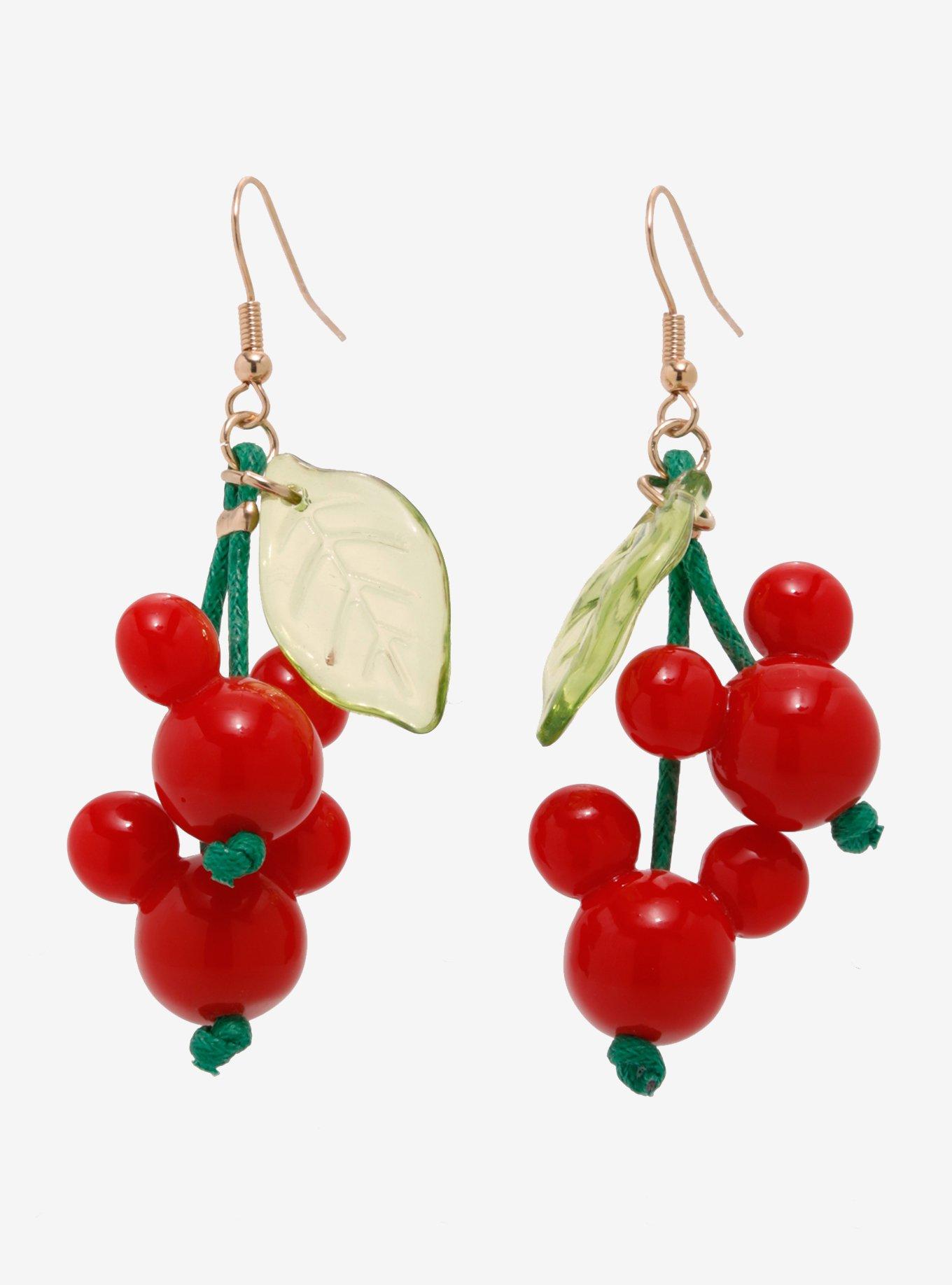 Her Universe Disney Mickey Mouse Cherries Drop Earrings, , hi-res
