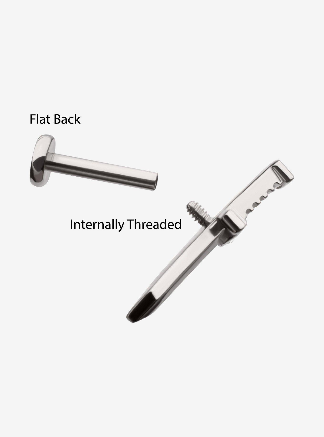 Steel Silver Jeweled Dagger Labret Stud, , hi-res