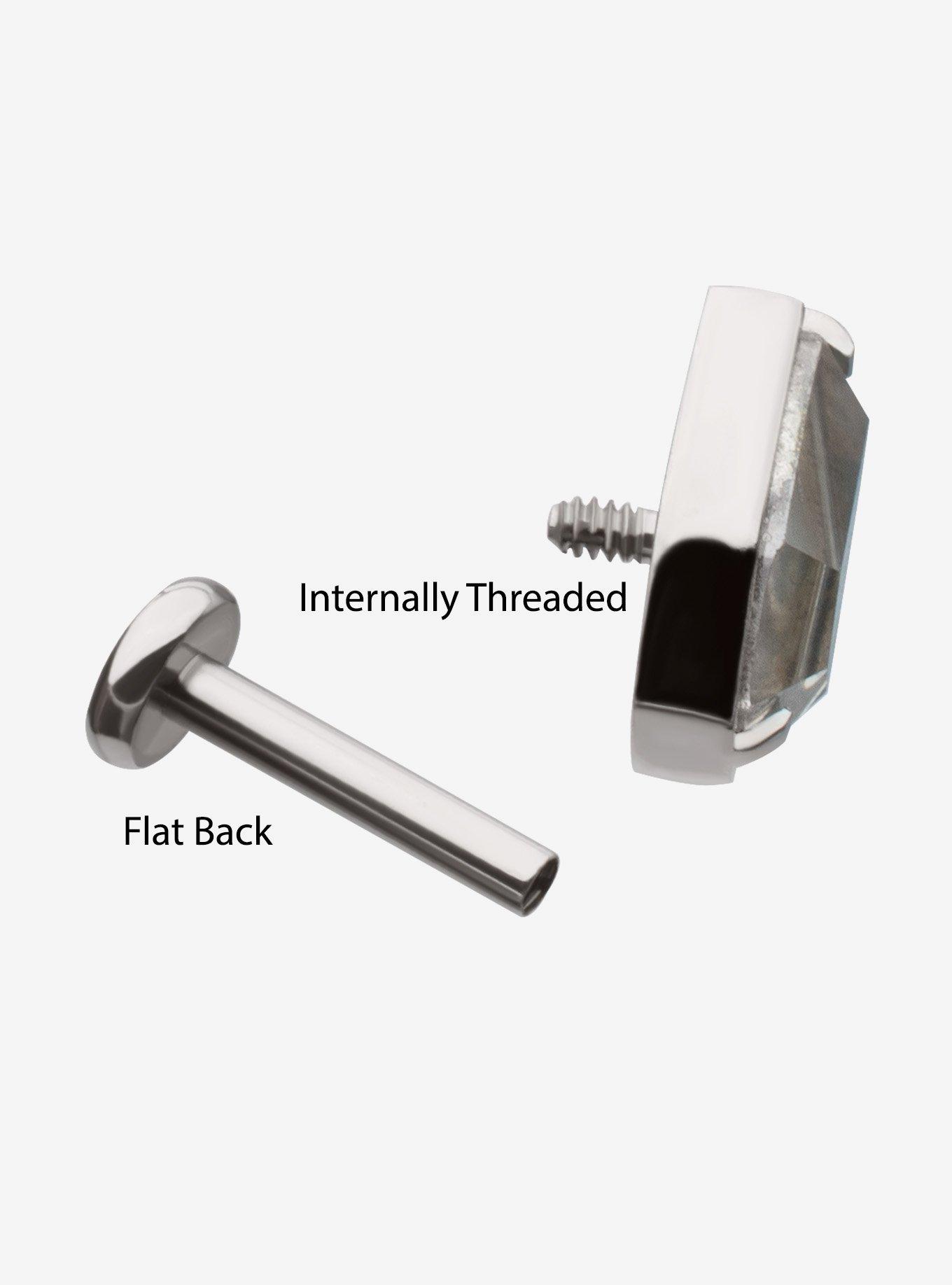 Steel Silver Jeweled Coffin Labret Stud, , hi-res