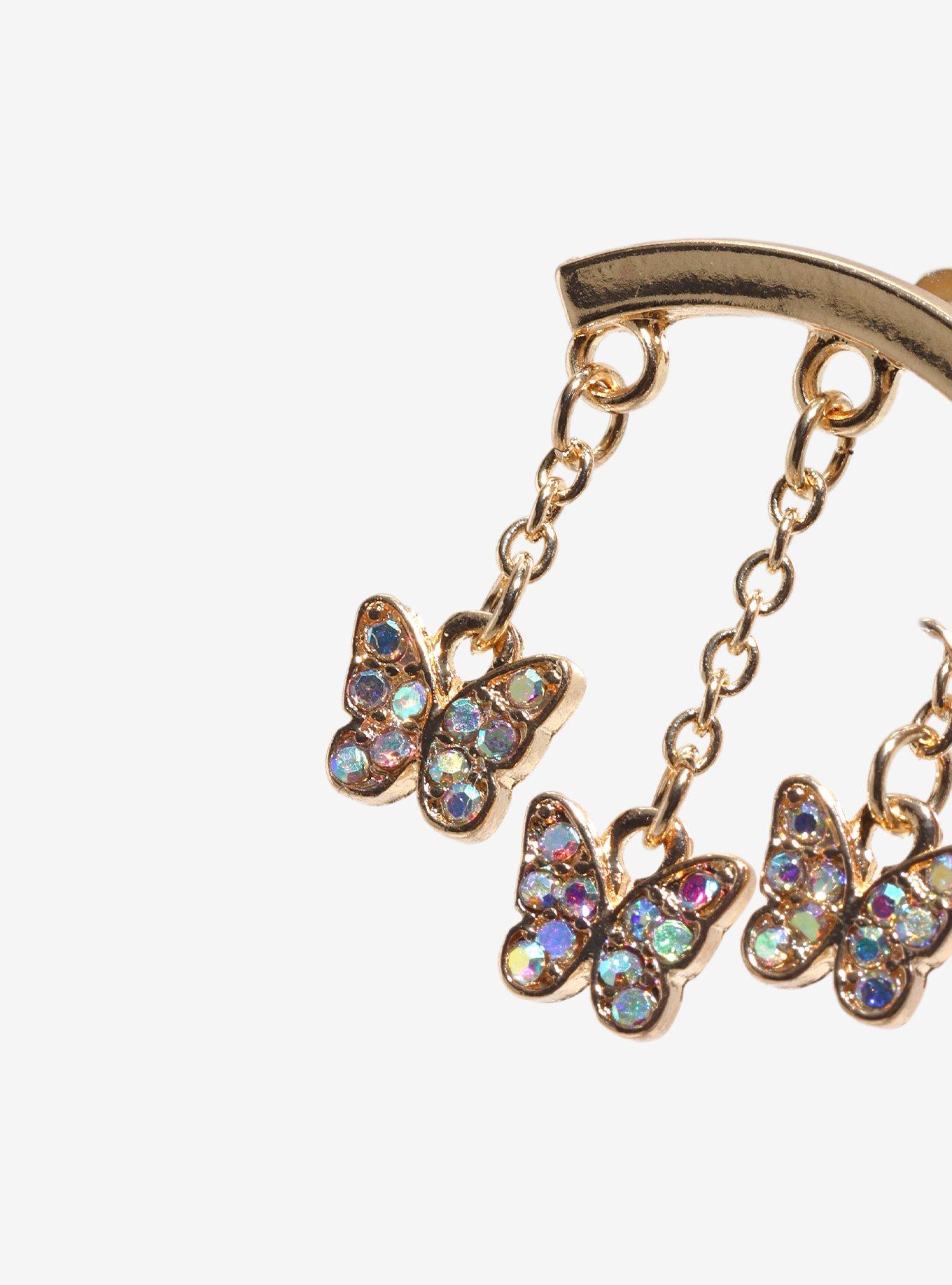 Steel Dangling Butterfly Helix Stud, , alternate