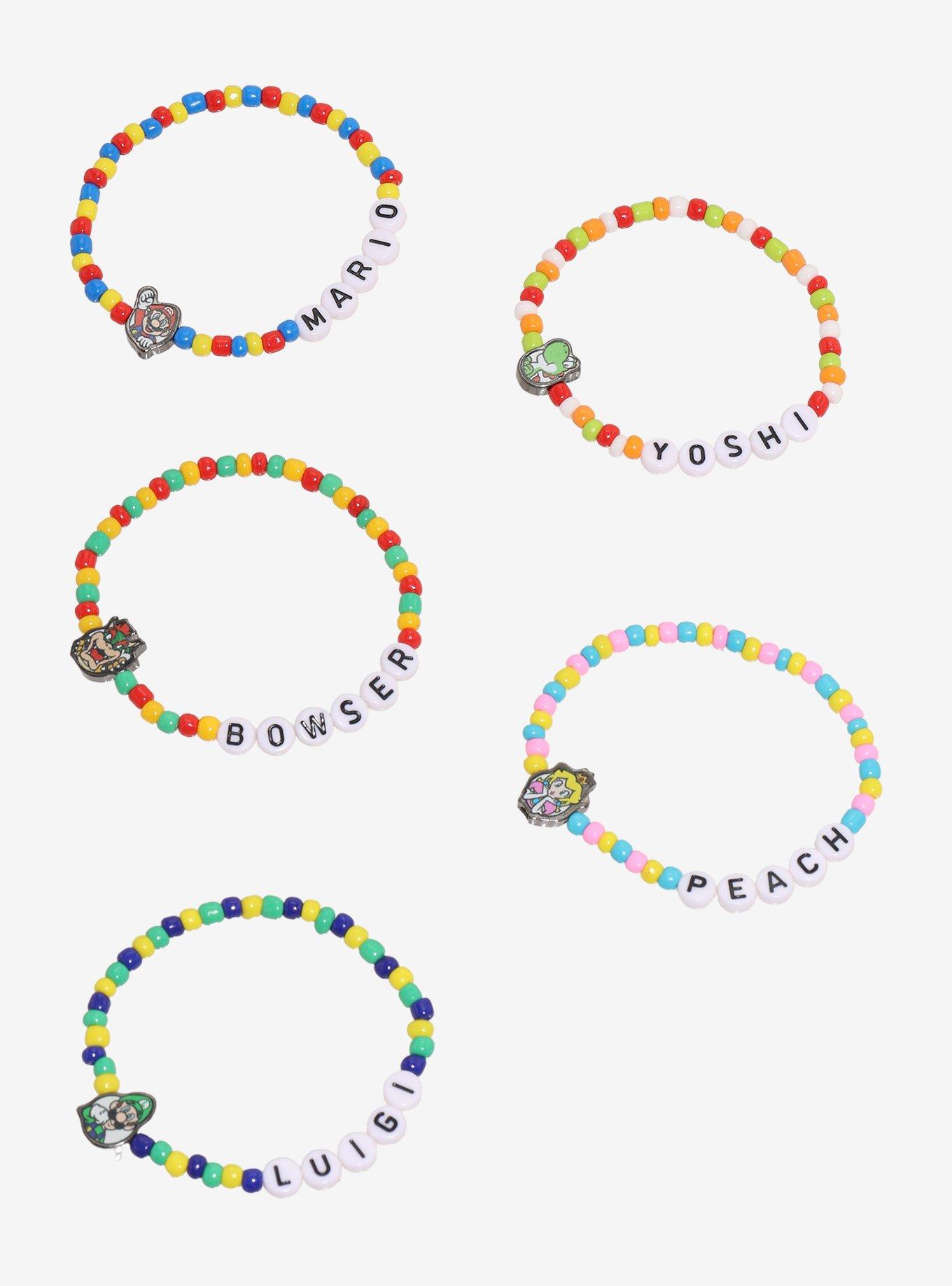 Super Mario Character Profile Bead Bracelet Set, , hi-res
