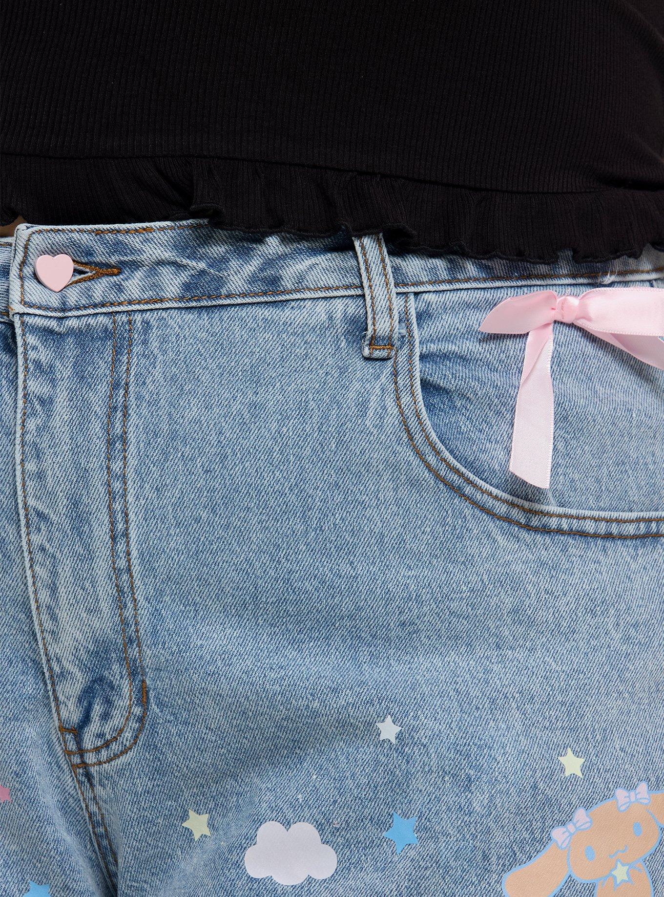 Cinnamoroll & Mocha Denim Mom Shorts Plus Size, MULTI, alternate