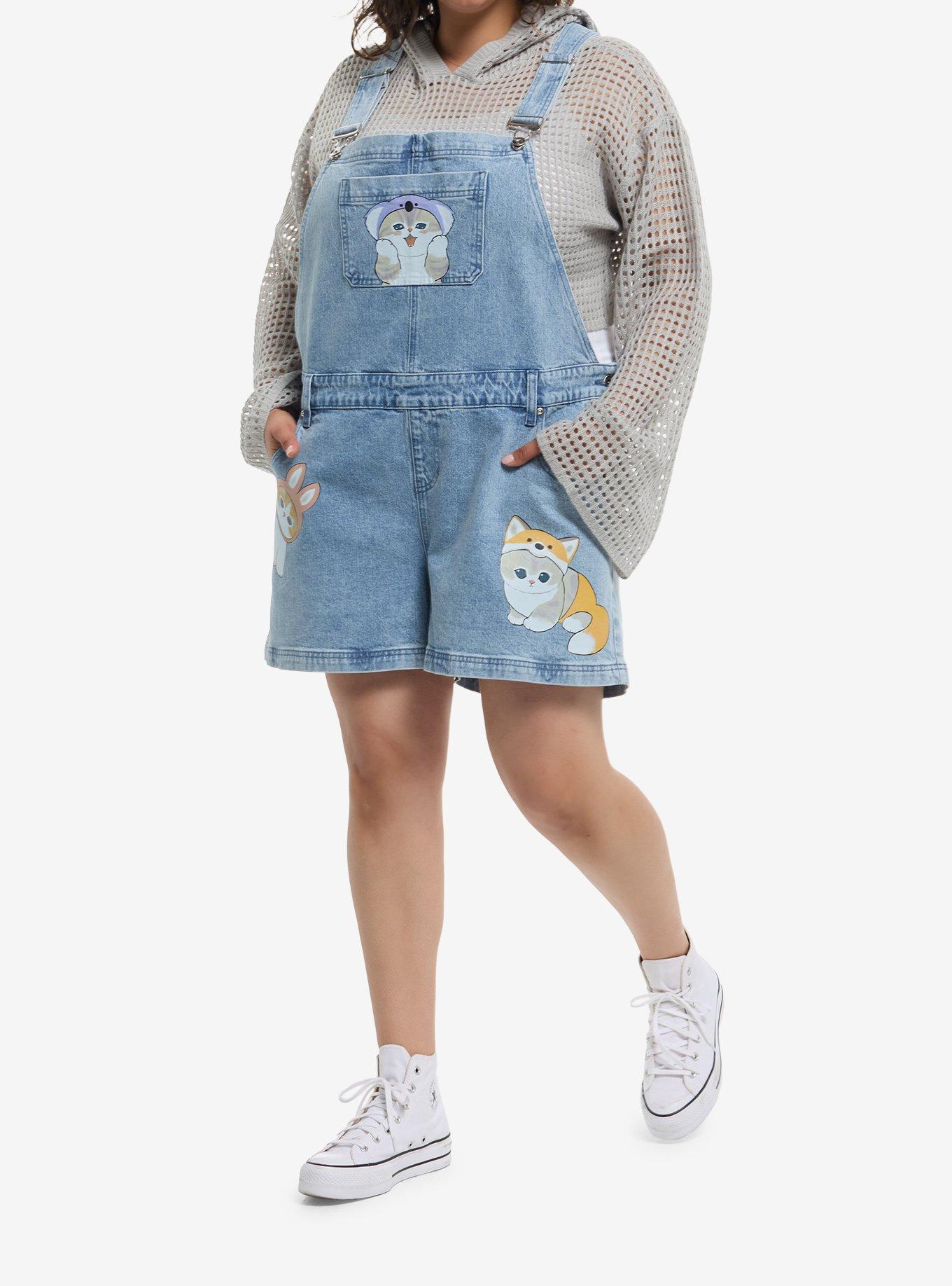 Mofusand Animal Costumes Oversized Denim Shortalls Plus Size, , hi-res
