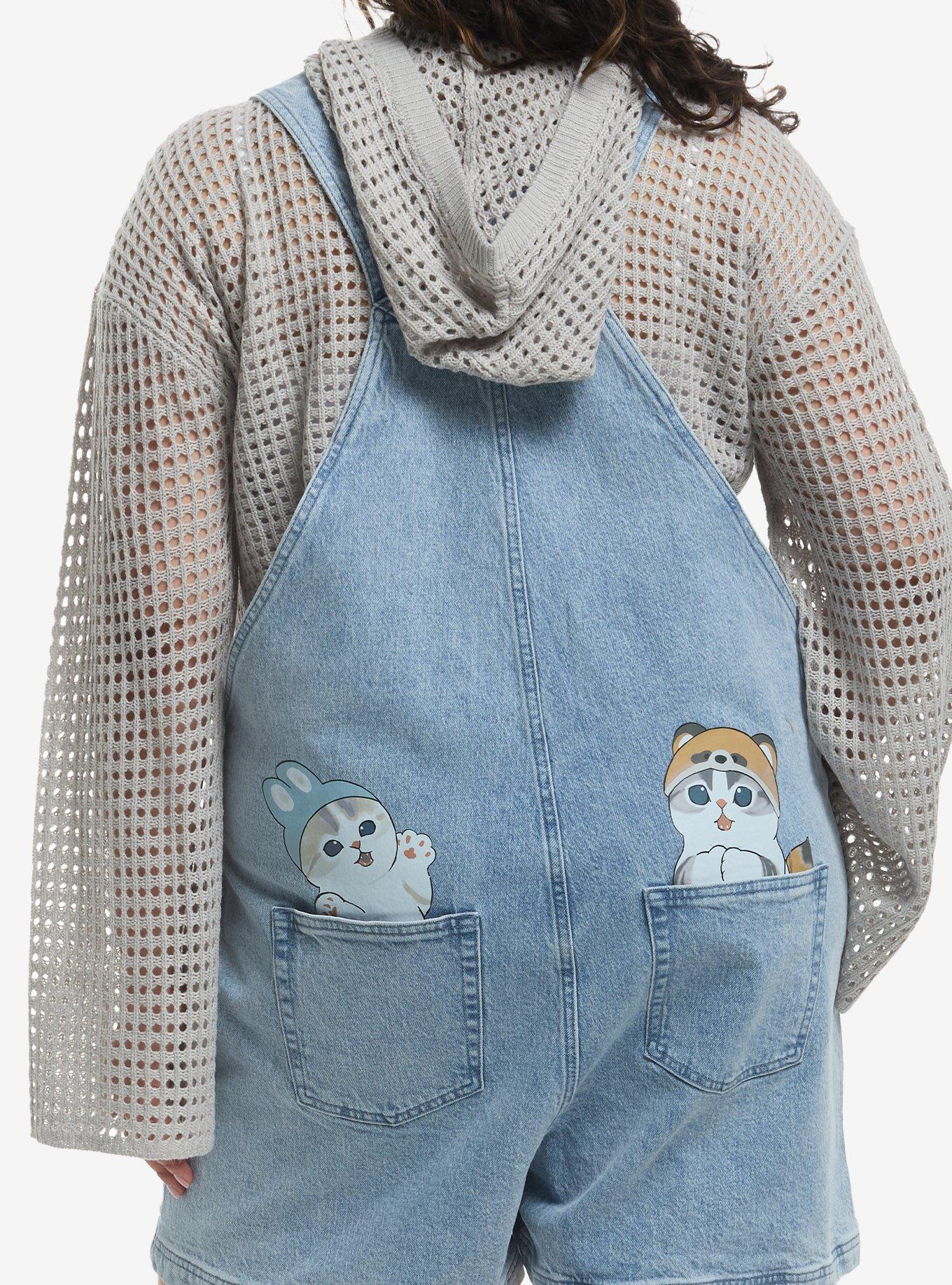 Mofusand Animal Costumes Oversized Denim Shortalls Plus Size, MULTI, alternate
