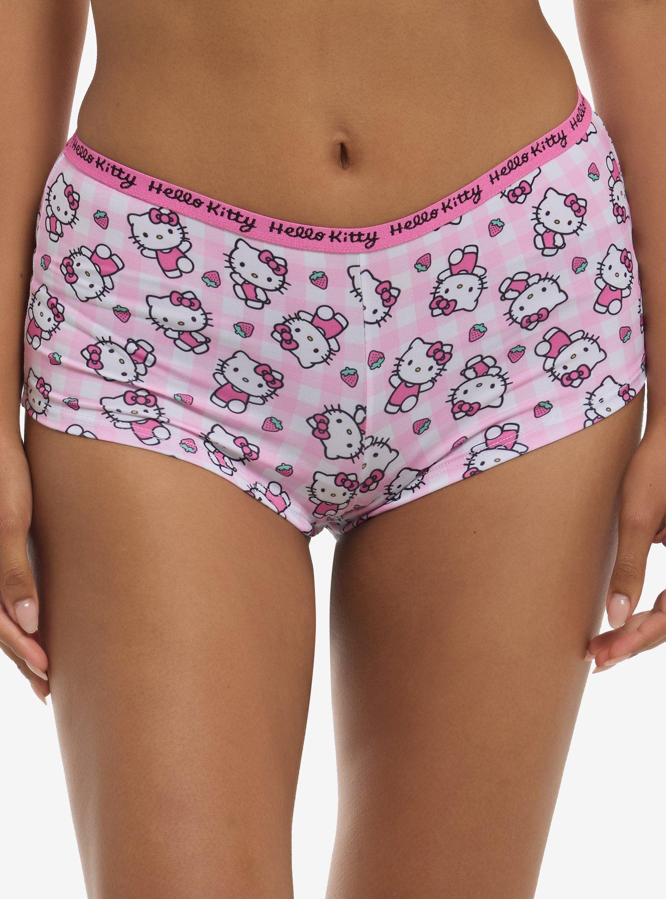 Hello Kitty Pink & Black Boyshort Panty Set, , hi-res