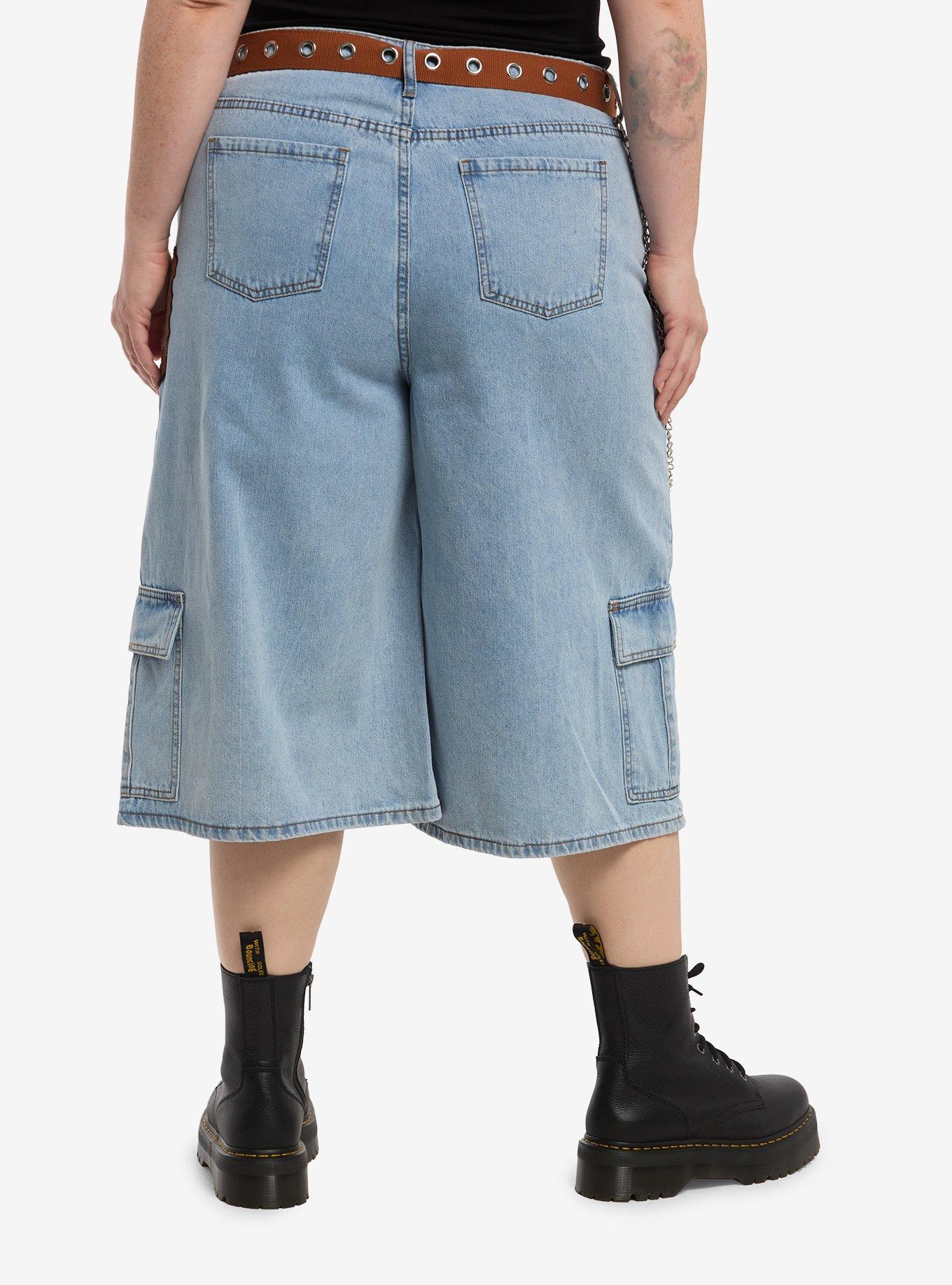 Domo Belted Cargo Jorts Plus Size, , hi-res