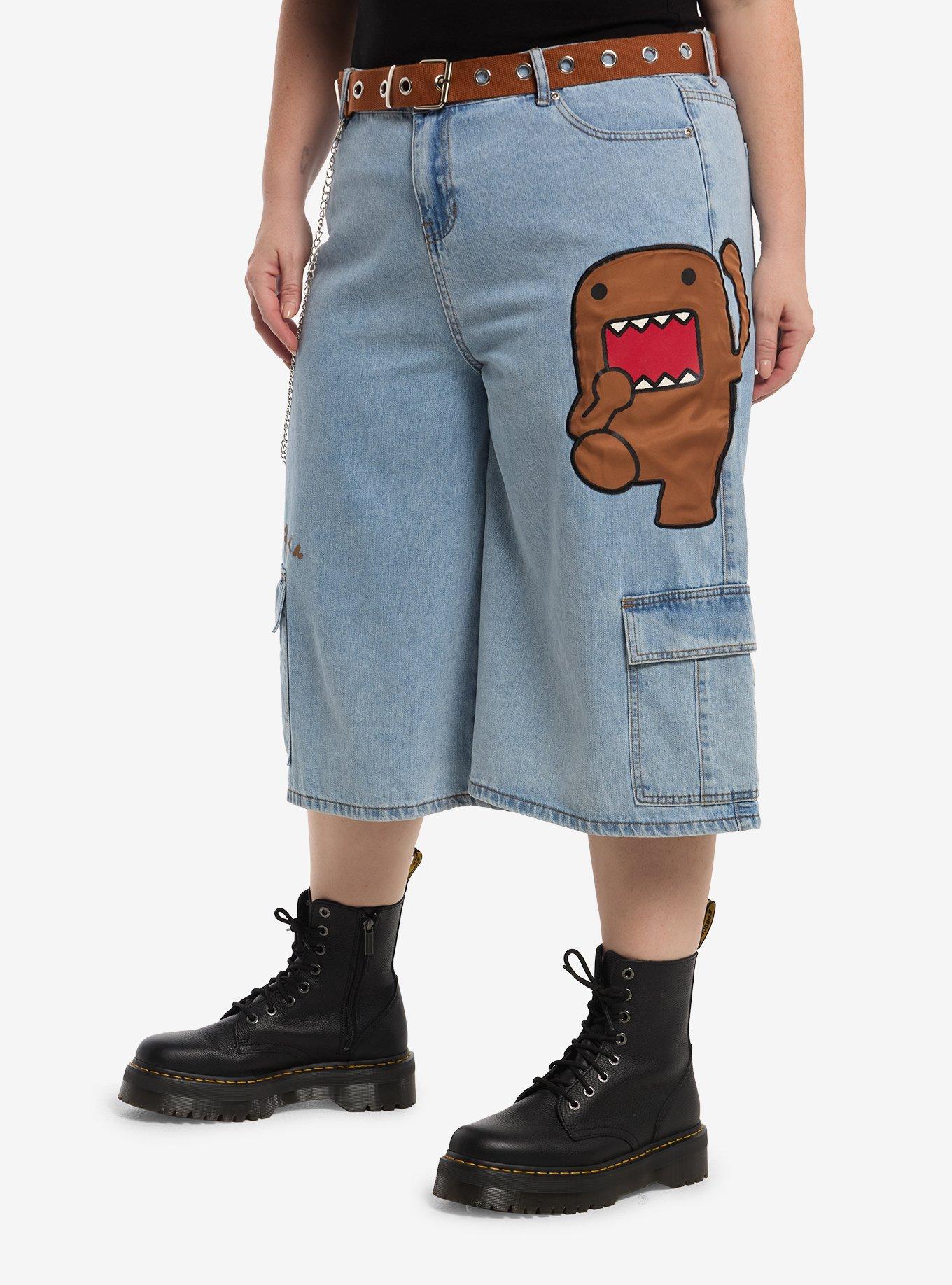 Domo Belted Cargo Jorts Plus Size, BLUE, alternate