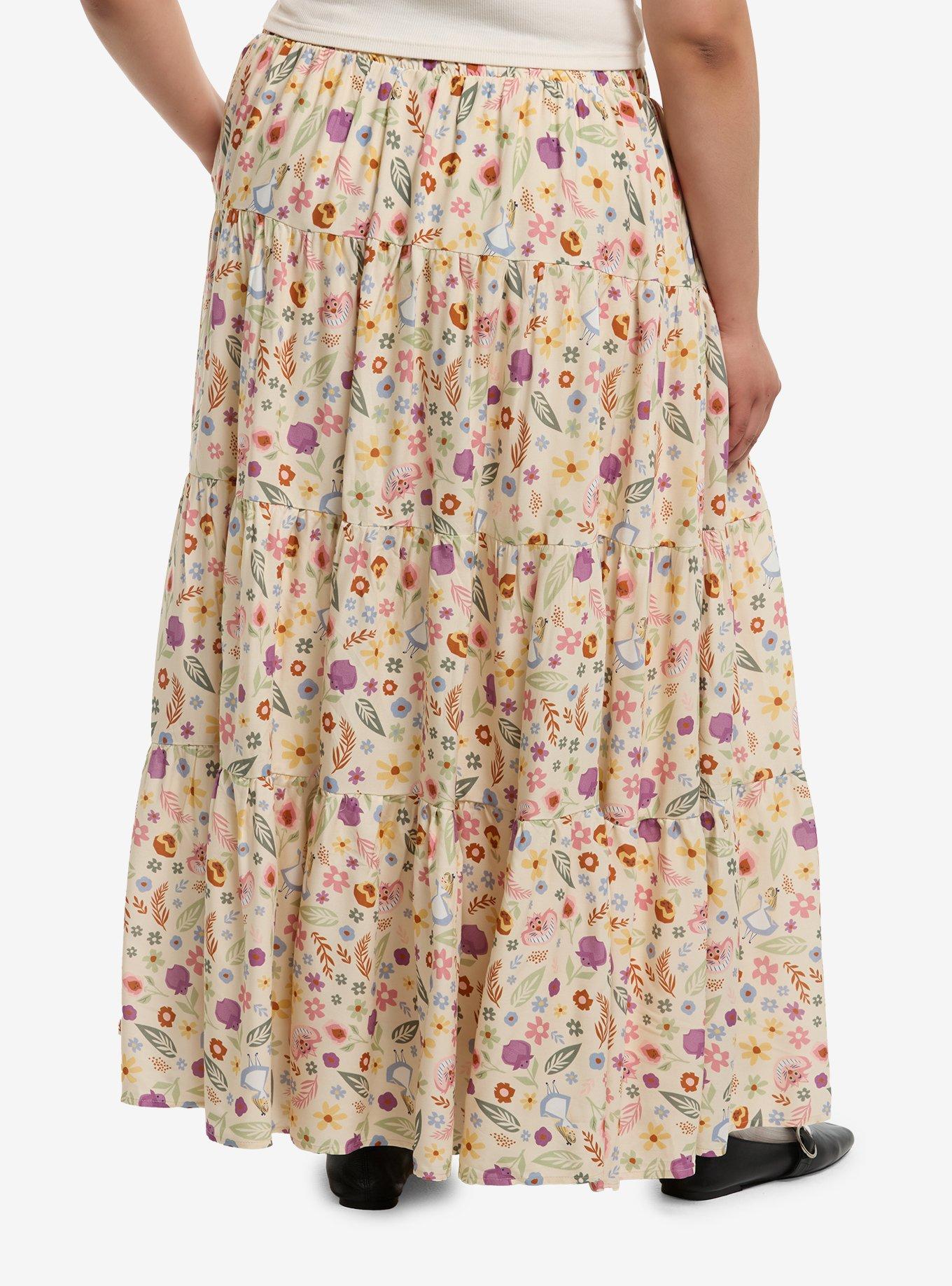 Disney Alice In Wonderland Floral Midi Skirt Plus Size, , hi-res