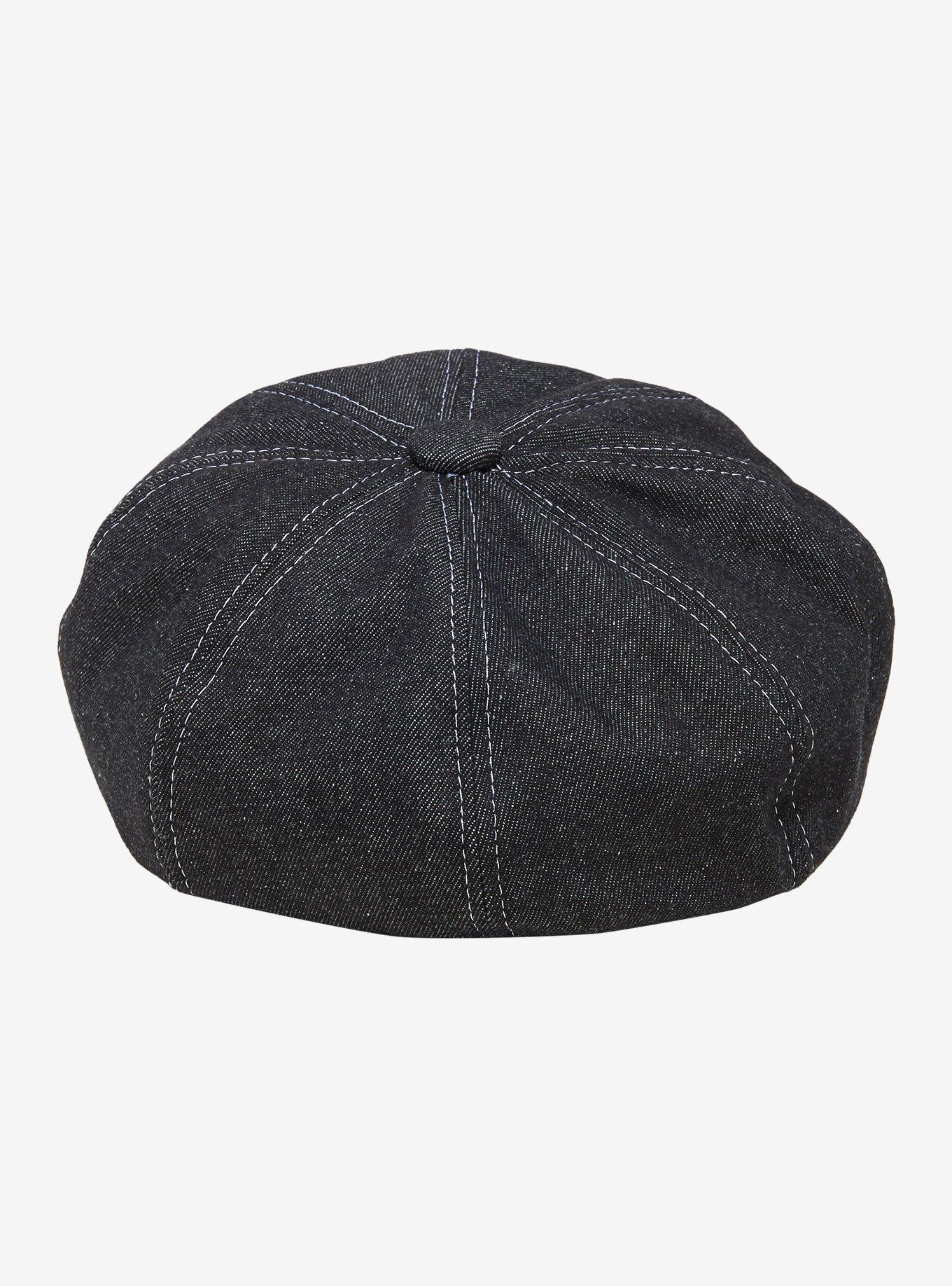 Dark Denim Spike Stud Cabbie Hat, , alternate