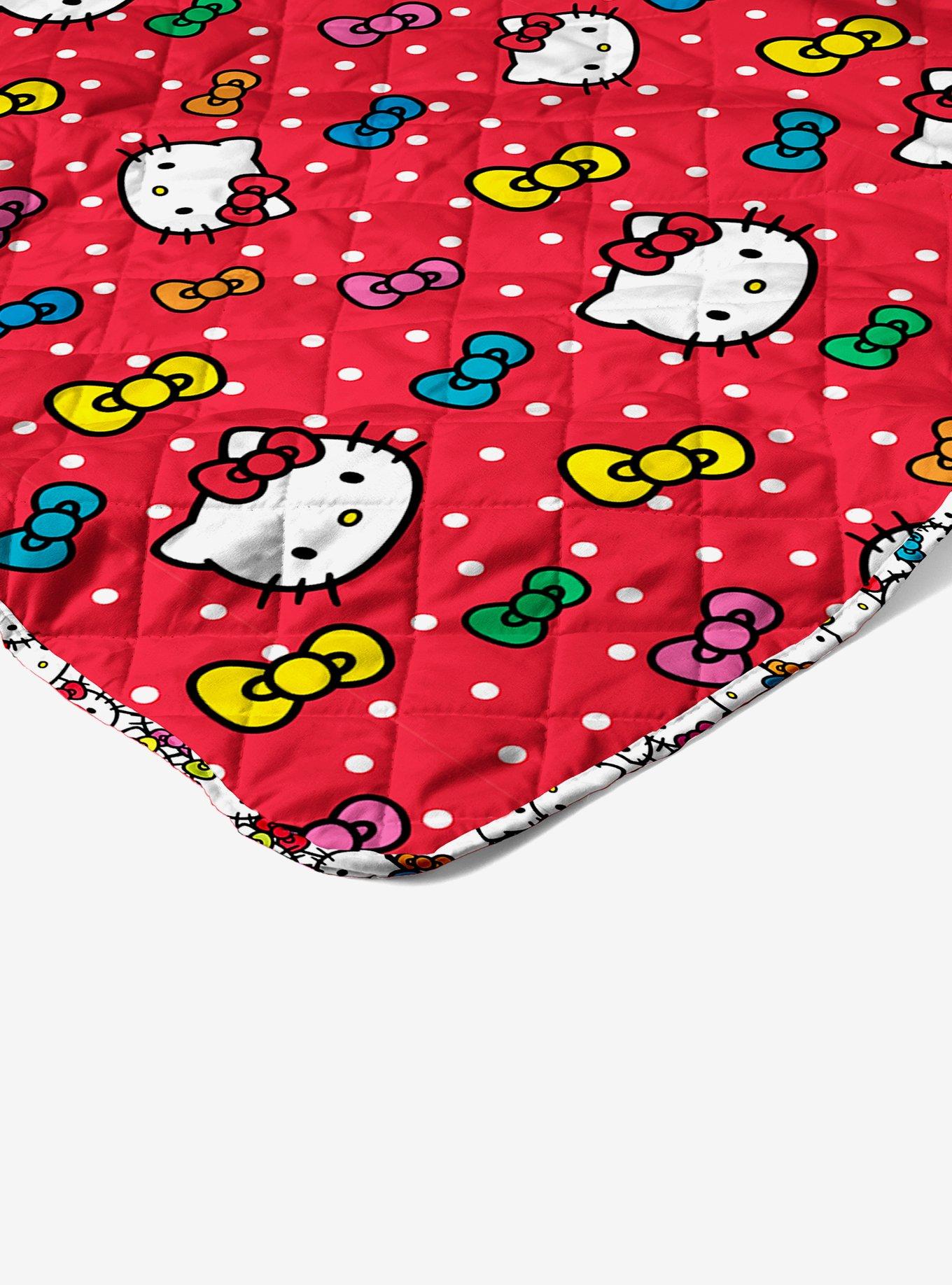 Hello Kitty Rainbow Bows Quilted Throw Blanket