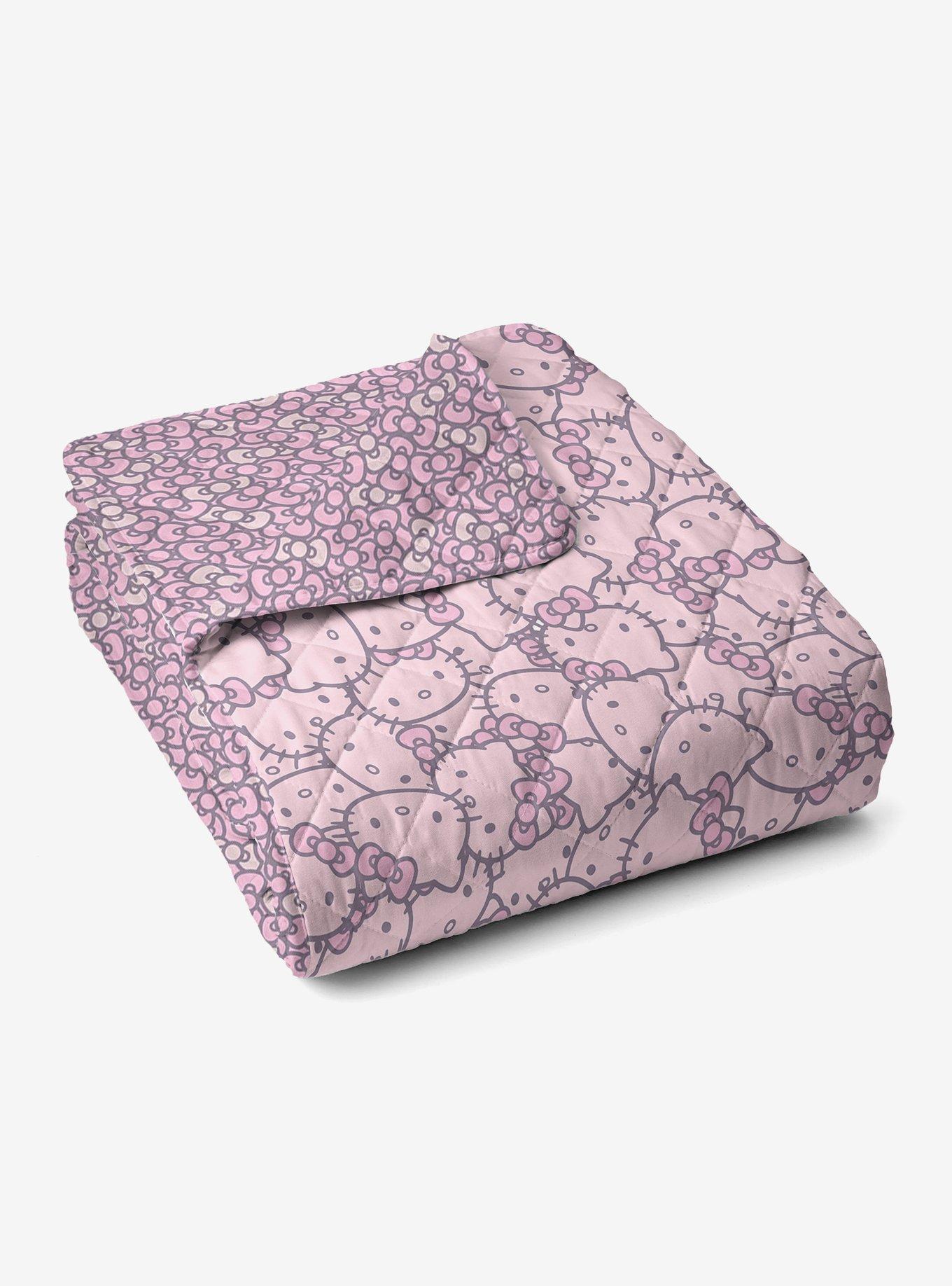 Hello Kitty Pink Quilted Throw Blanket