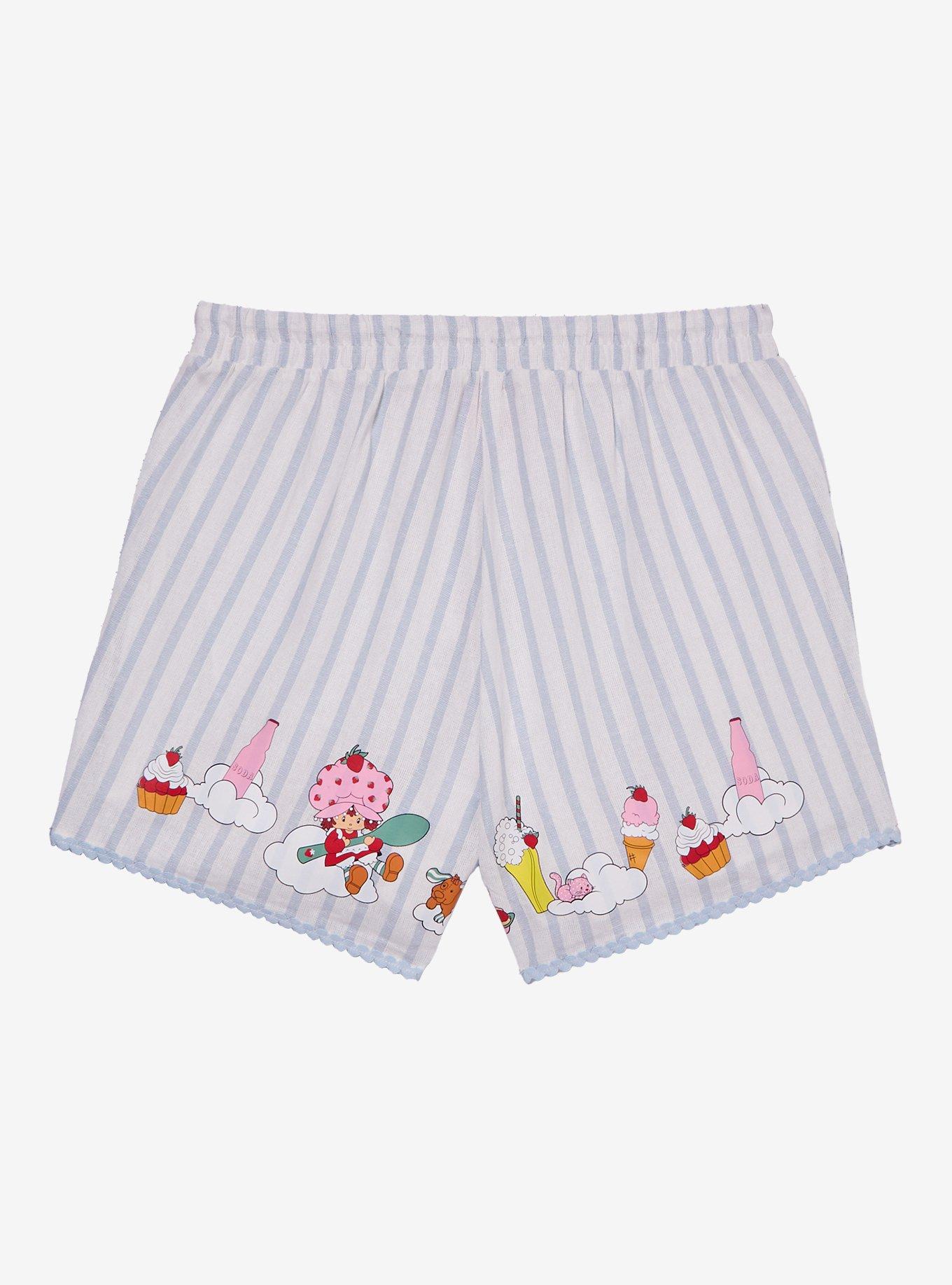 Strawberry Shortcake Desserts Striped Women's Plus Size Linen Shorts - BoxLunch Exclusive, , hi-res