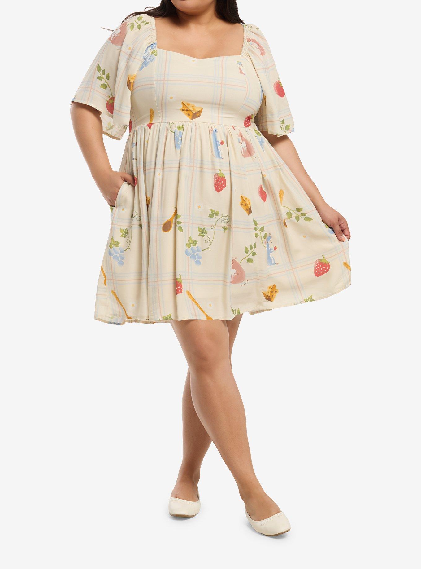 Disney Pixar Ratatouille Icons Plaid Allover Print Plus Size Flutter Sleeve Dress Her Universe Exclusive, , hi-res
