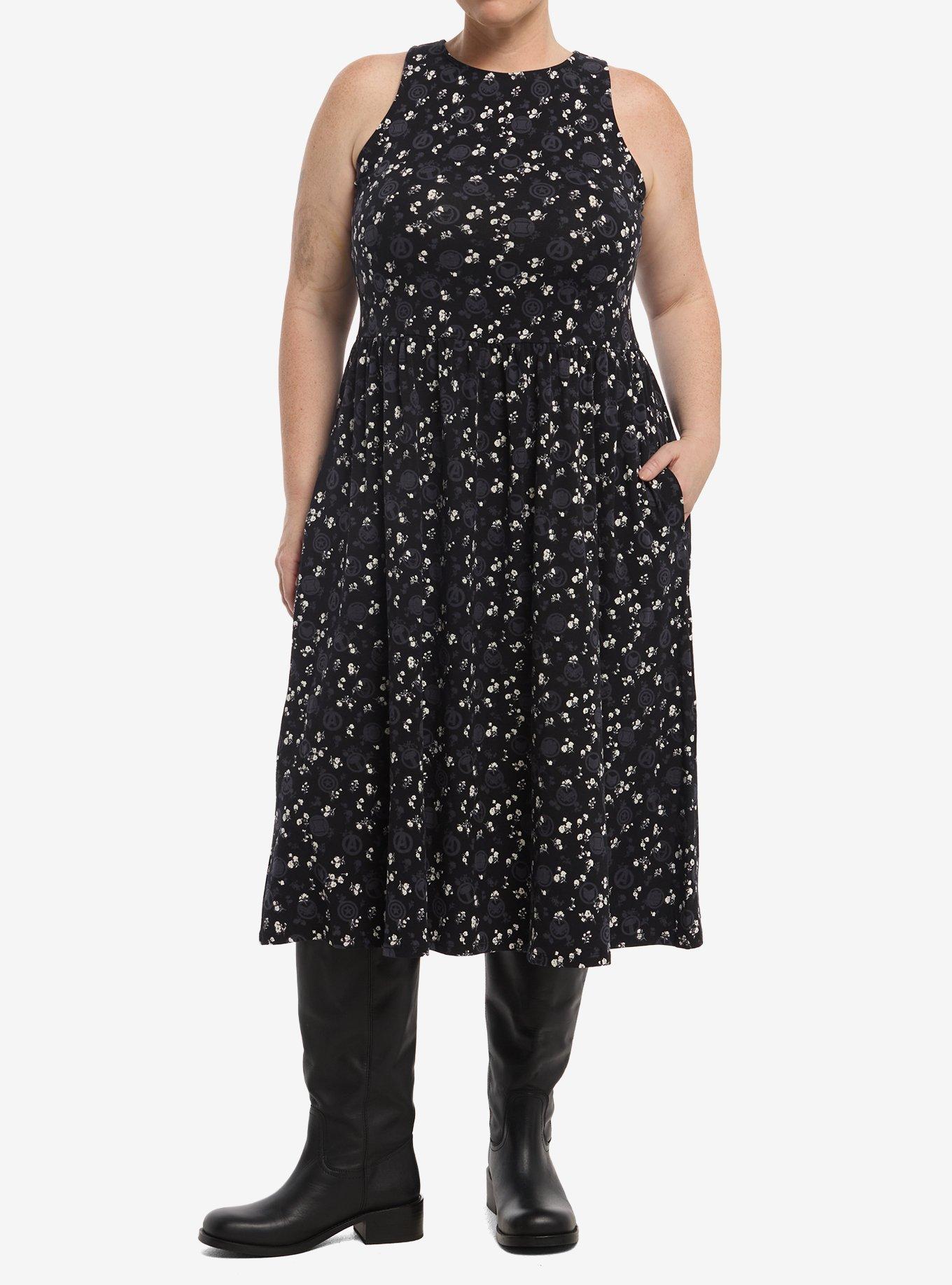 Marvel Avengers Icons Floral Plus Size Tank Dress Her Universe Exclusive, , hi-res