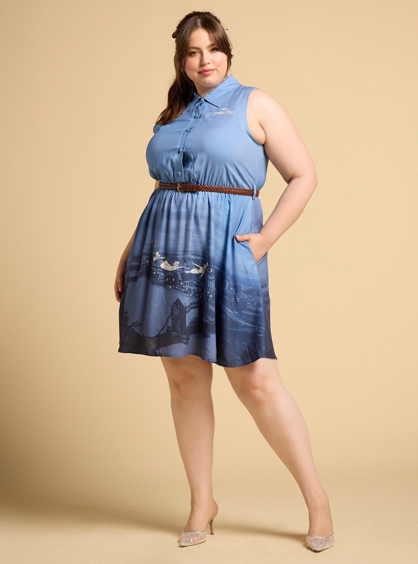 Her Universe Disney Peter Pan Flying Scene Plus Size Button-Up Dress Her Universe Exclusive, , hi-res