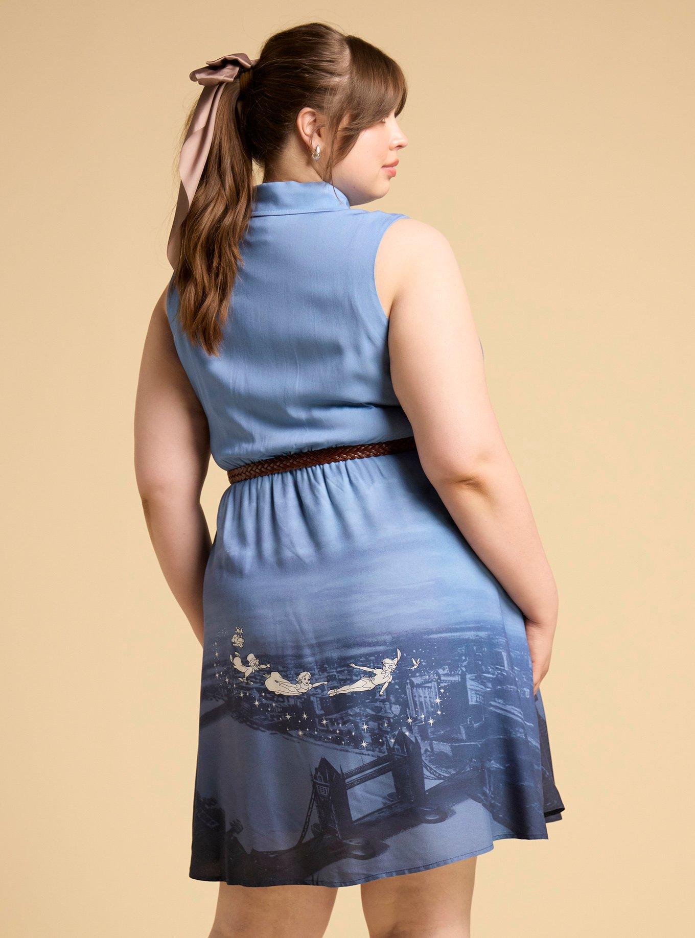 Her Universe Disney Peter Pan Flying Scene Plus Size Button-Up Dress Her Universe Exclusive, MULTI, alternate - view 3