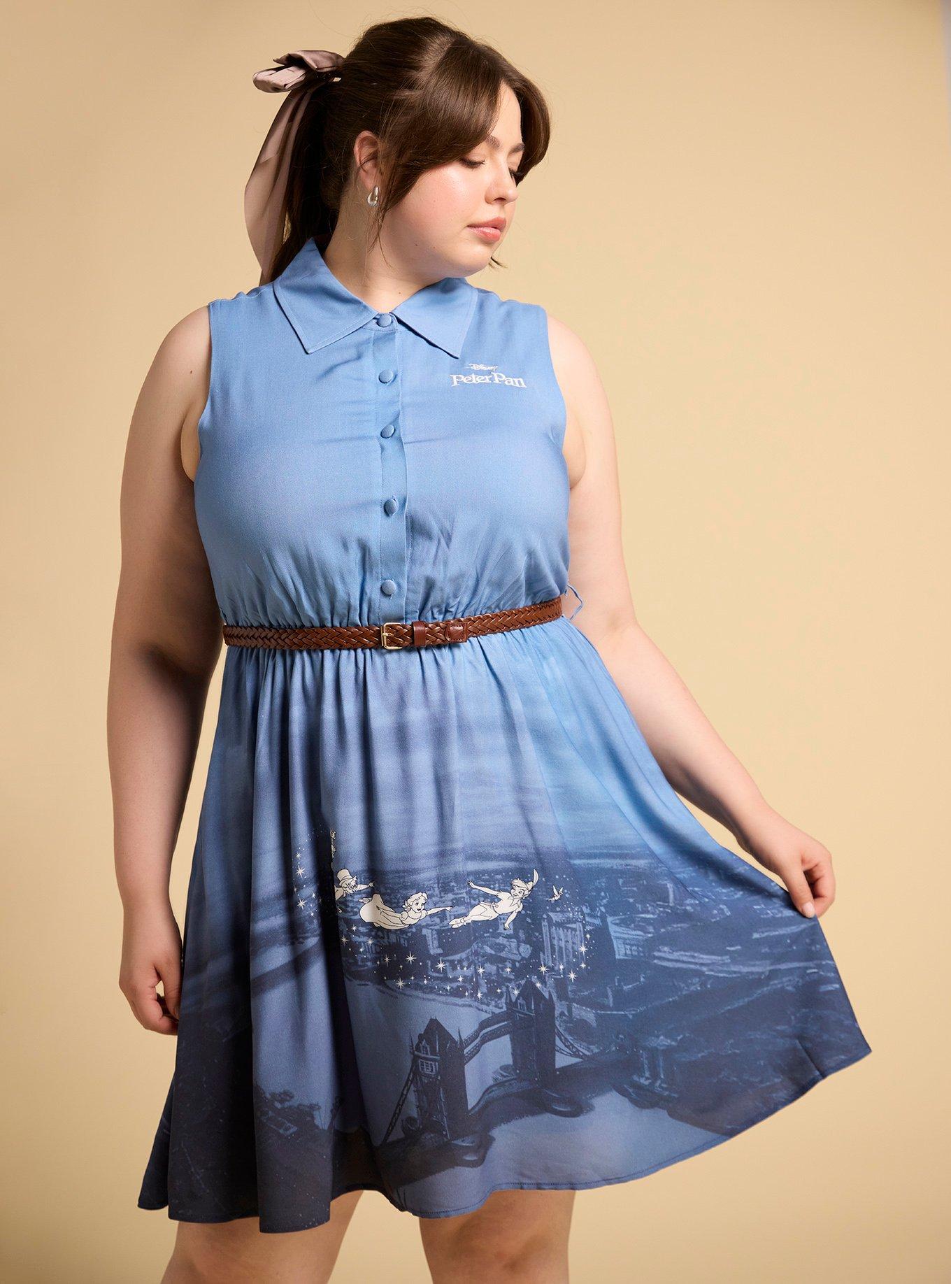 Her Universe Disney Peter Pan Flying Scene Plus Size Button-Up Dress Her Universe Exclusive, MULTI, alternate - view 4