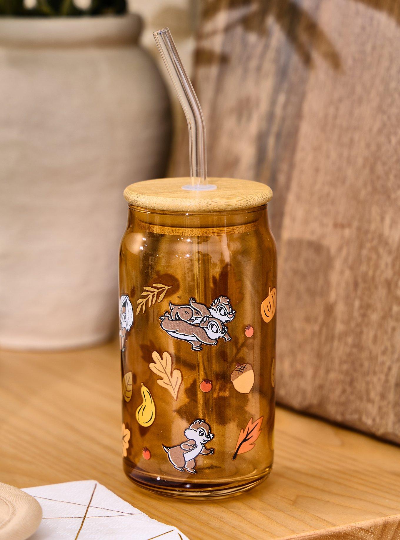 Disney Chip & Dale Fall Glass Cup with Straw - BoxLunch Exclusive
