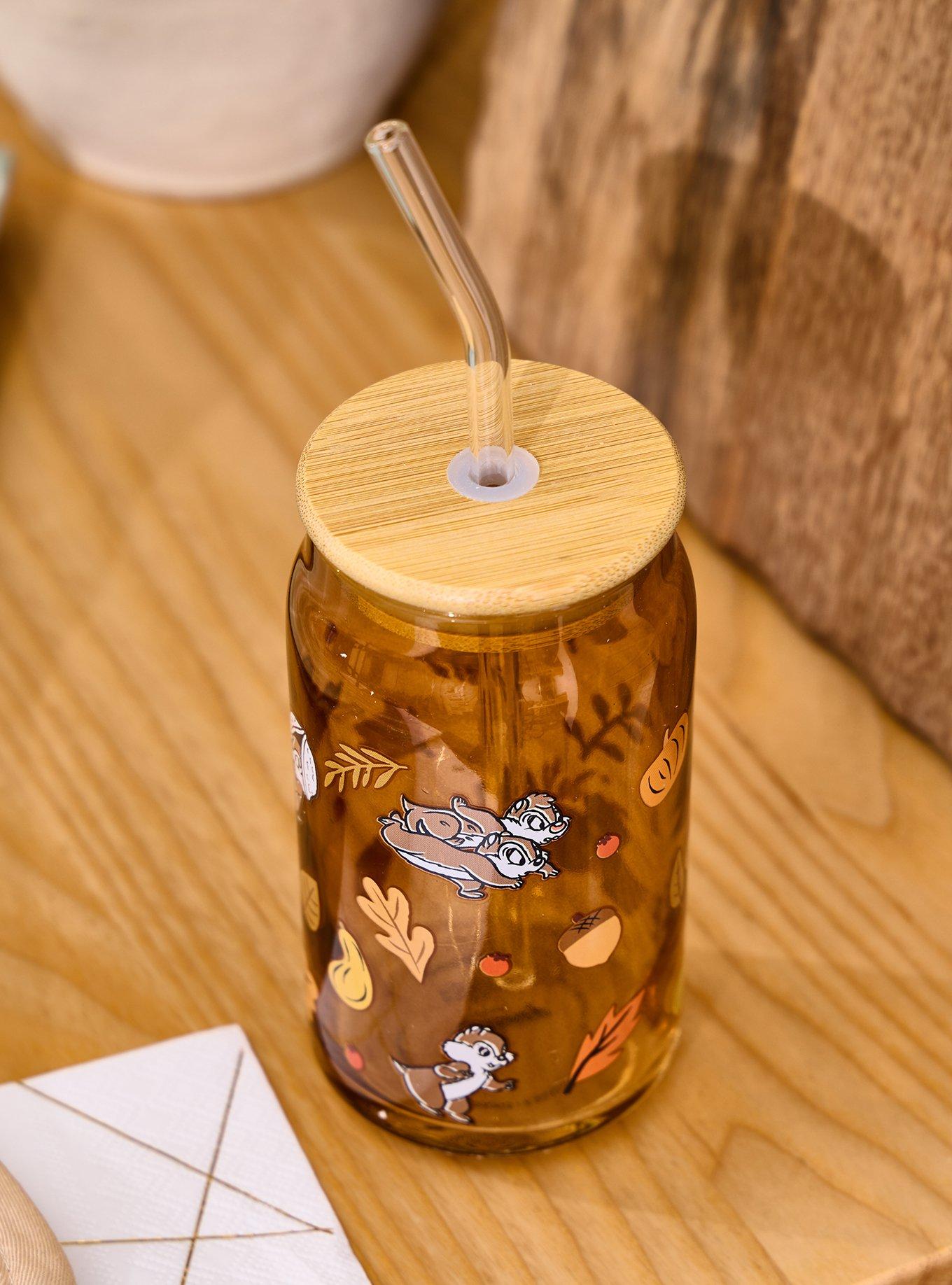 Disney Chip & Dale Fall Glass Cup with Straw - BoxLunch Exclusive, , alternate - view 3