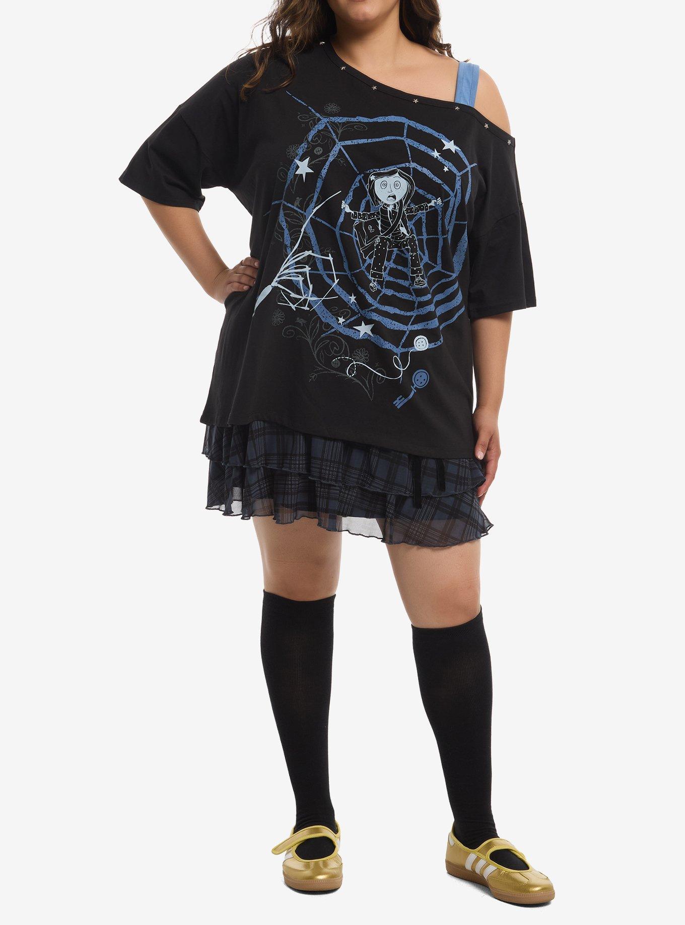 Coraline Spiderweb Off-Shoulder T-Shirt Plus Size, , hi-res