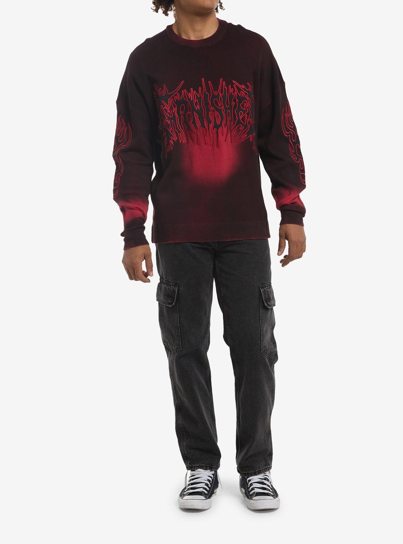 Black & Red Wash Tarnished Sweater, BLACK, alternate