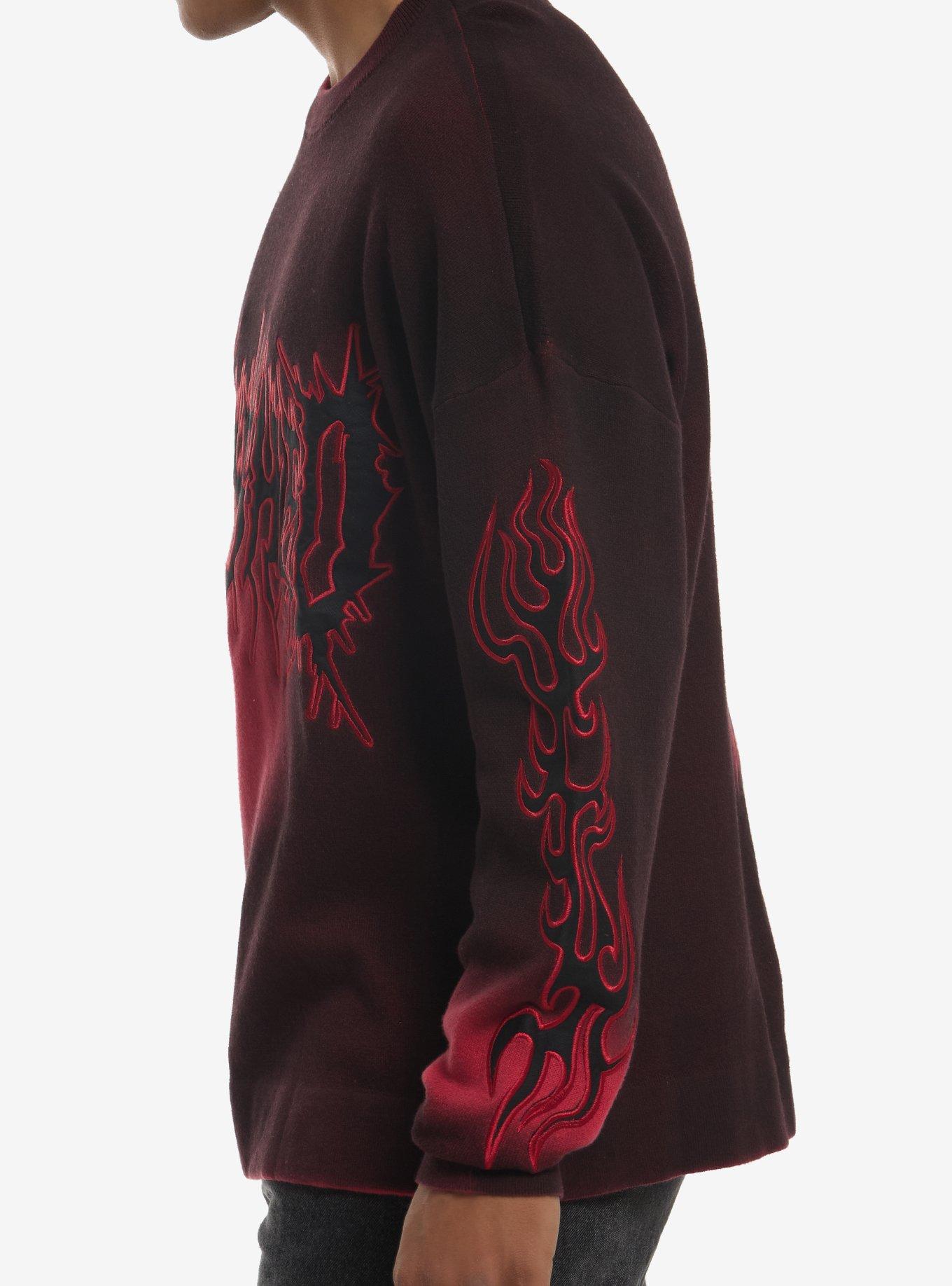 Black & Red Wash Tarnished Sweater, BLACK, alternate