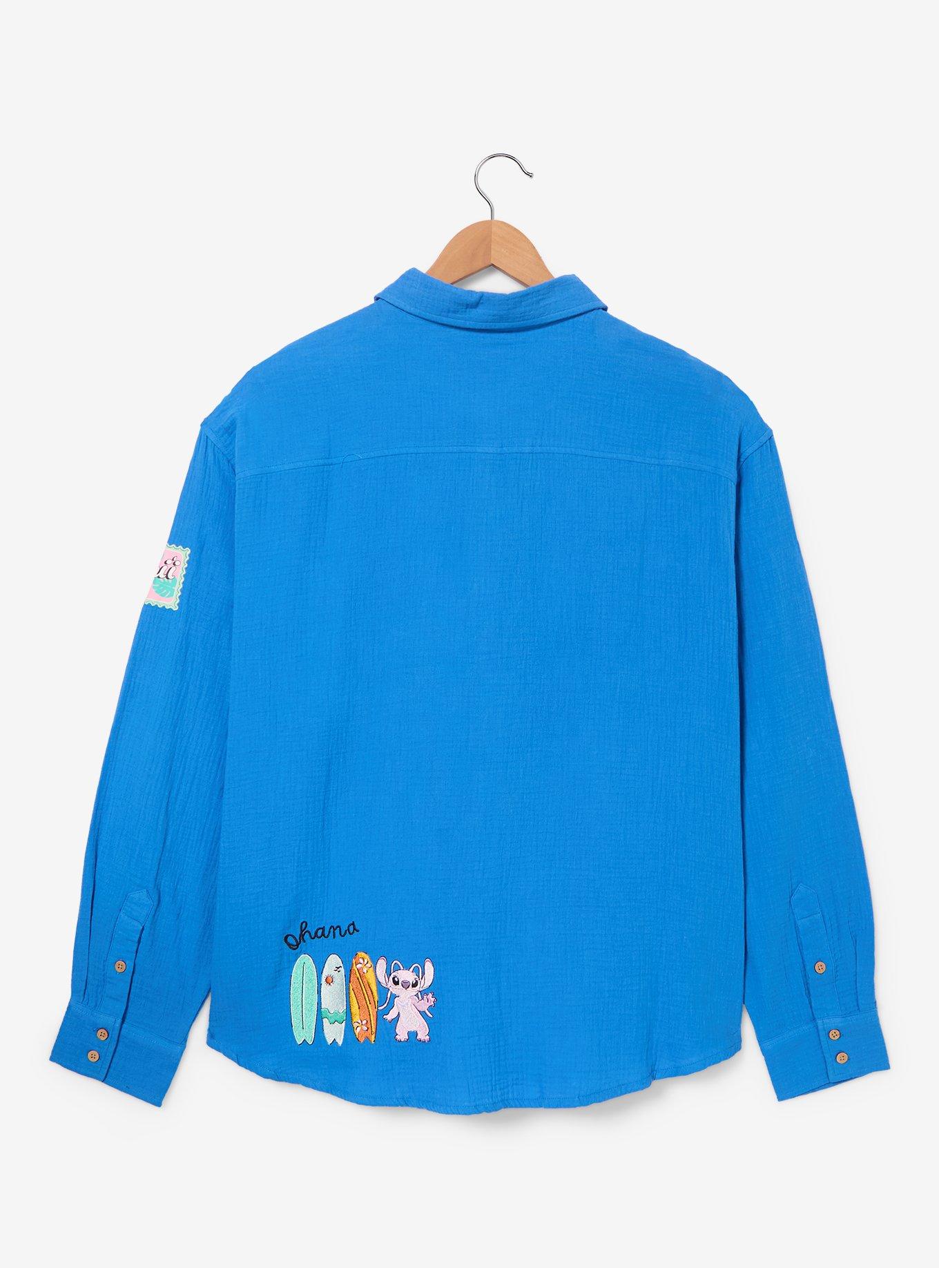 Disney Lilo & Stitch Travel Women's Plus Size Long Sleeve Button-Up &mdash; BoxLunch Exclusive, , hi-res