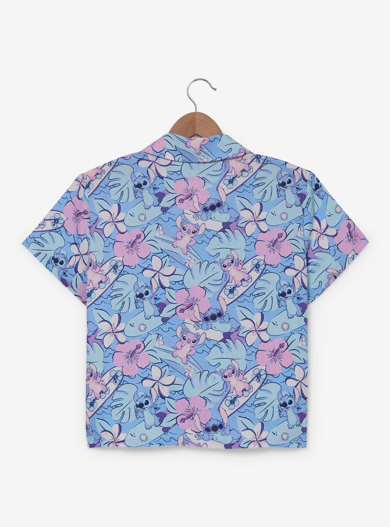Disney Lilo & Stitch Tropical Allover Print Women's Woven Button-Up - BoxLunch Exclusive, , hi-res