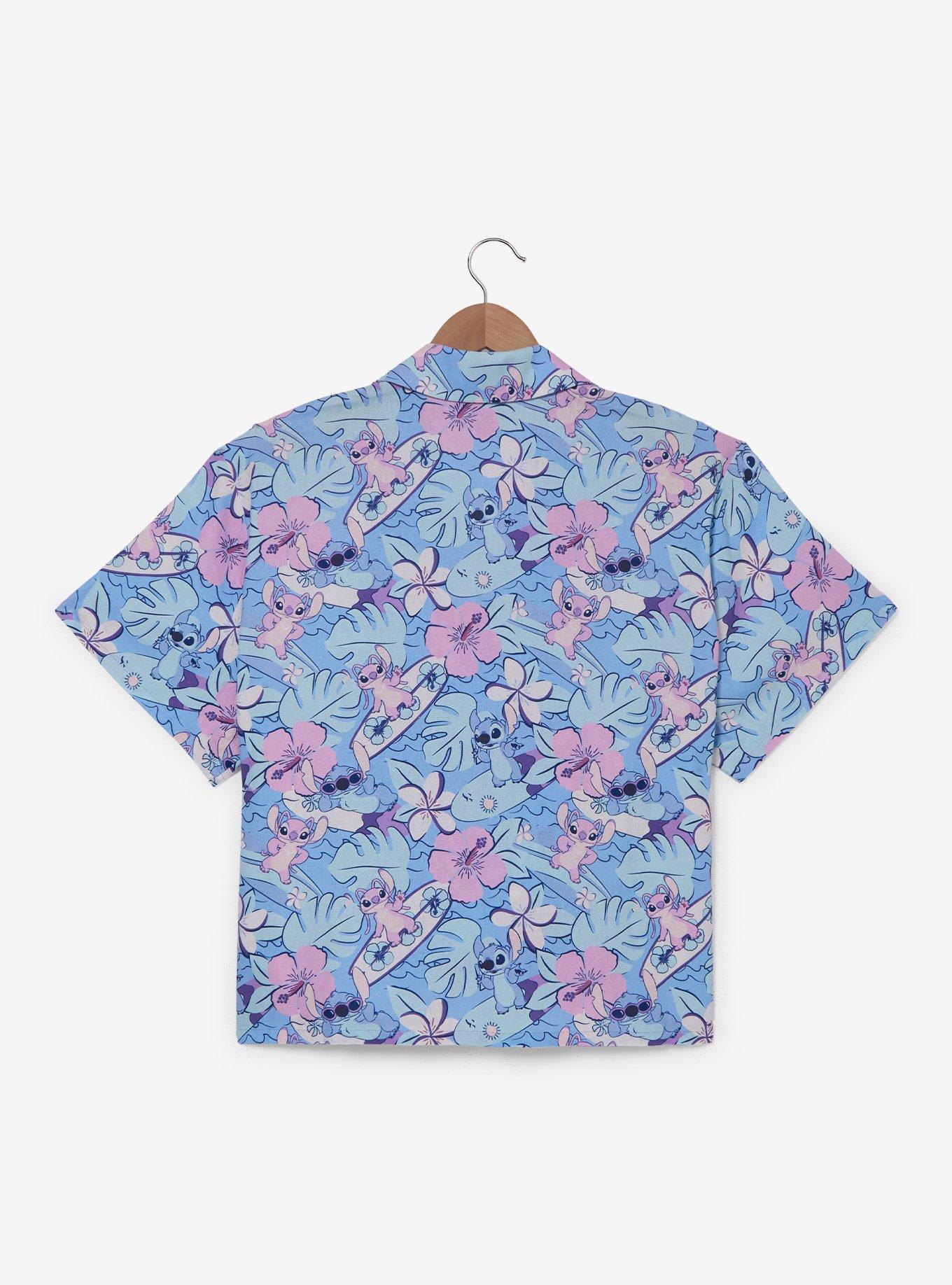 Disney Lilo & Stitch Tropical Allover Print Women's Plus Size Woven Button-Up - BoxLunch Exclusive, , hi-res