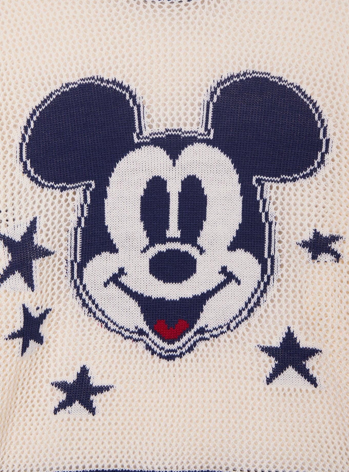 Disney Mickey Mouse Tonal Blue Open Knit Women's Sweater - BoxLunch Exclusive, , alternate