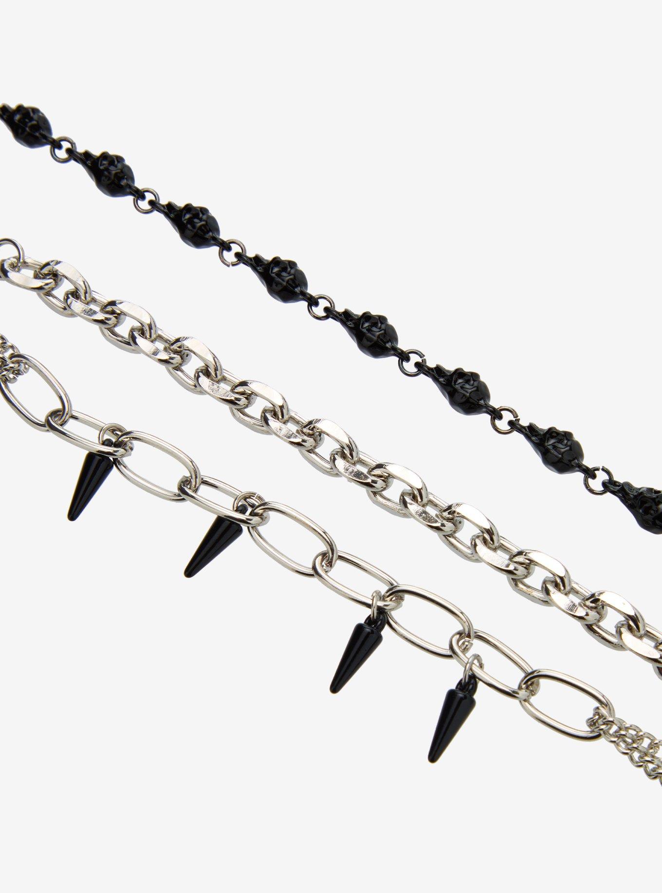 Social Collision Skull Spike Chain Bracelet Set, , alternate