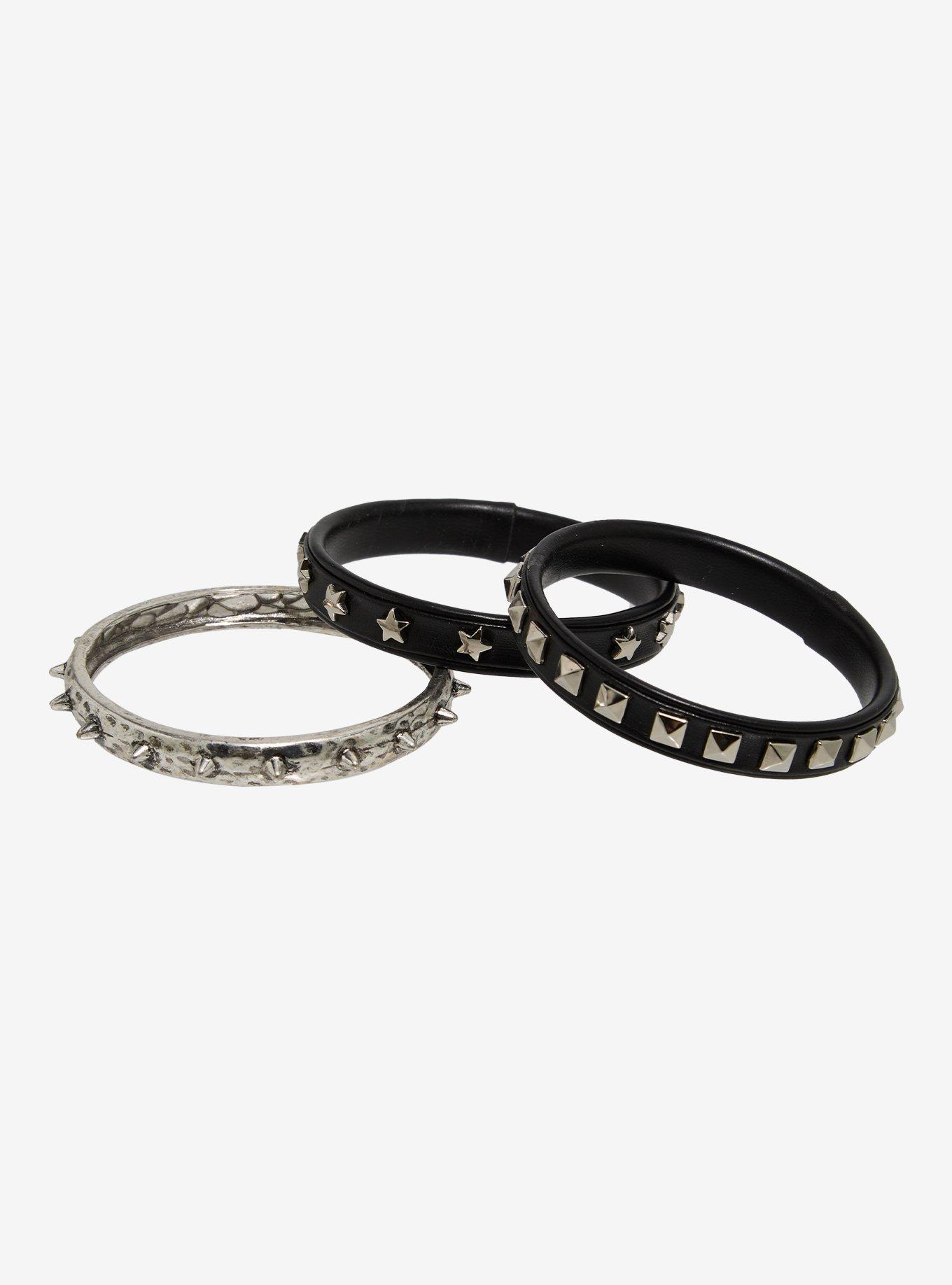Social Collision Star Stud Spike Bangle Bracelet Set, , hi-res