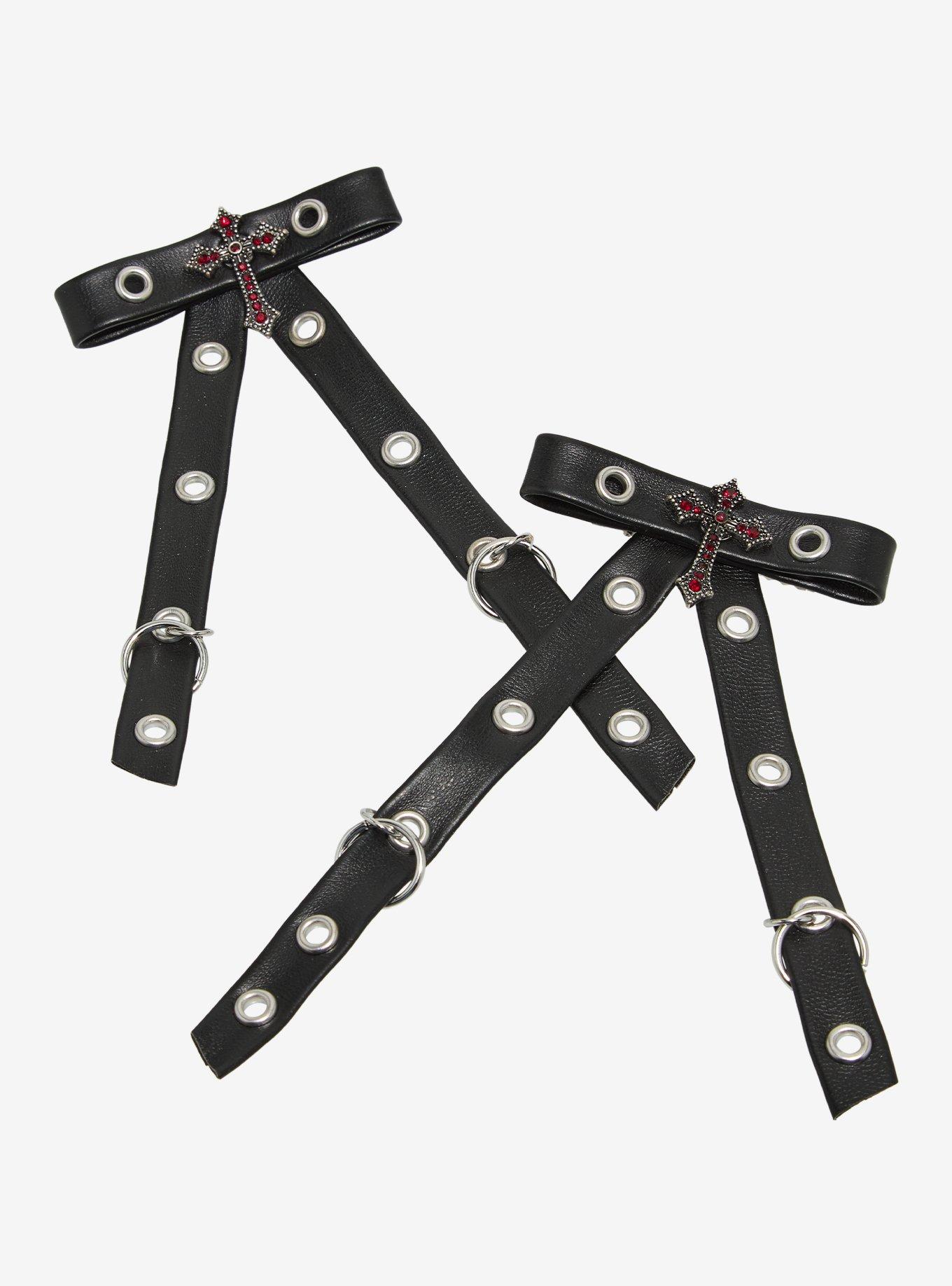 Social Collision Grommet Gothic Cross Hair Bow Set, , hi-res