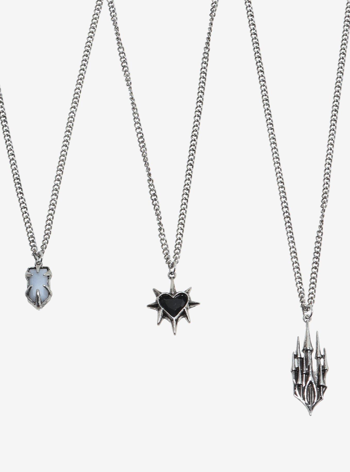 Gothic Castle Spike Heart Necklace Set, , alternate