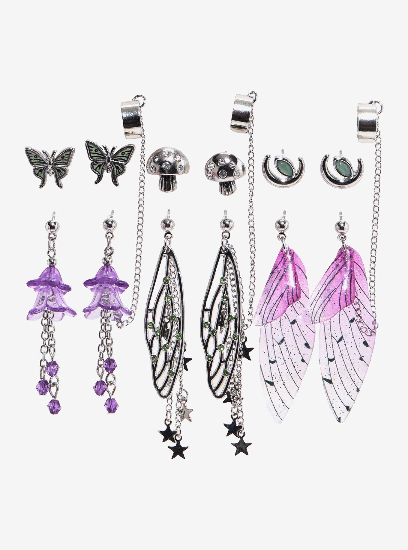Thorn & Fable Purple Moth Wing Cuff Earring Set, , hi-res