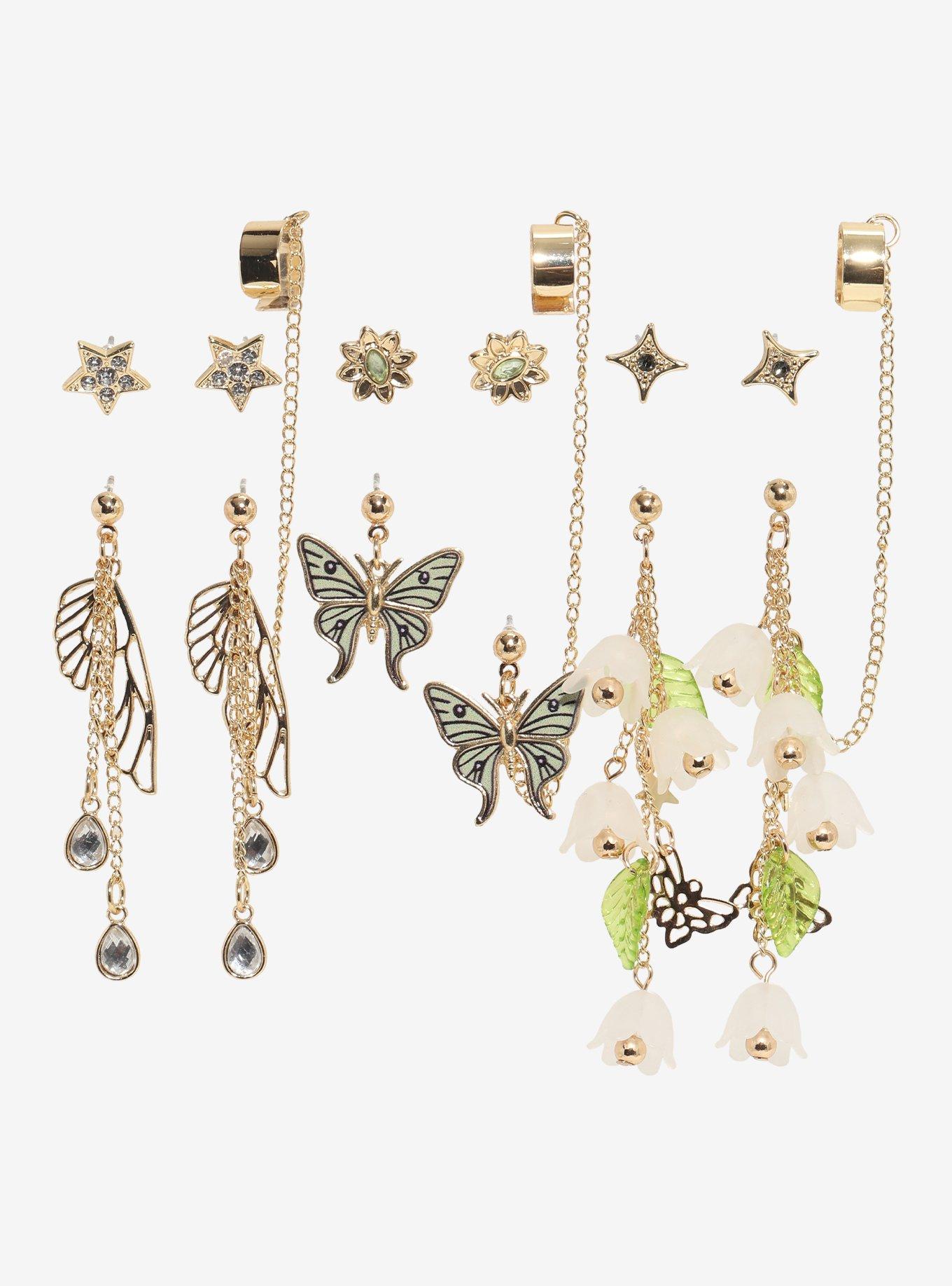 Thorn & Fable Celestial Moth Cuff Earring Set, , hi-res