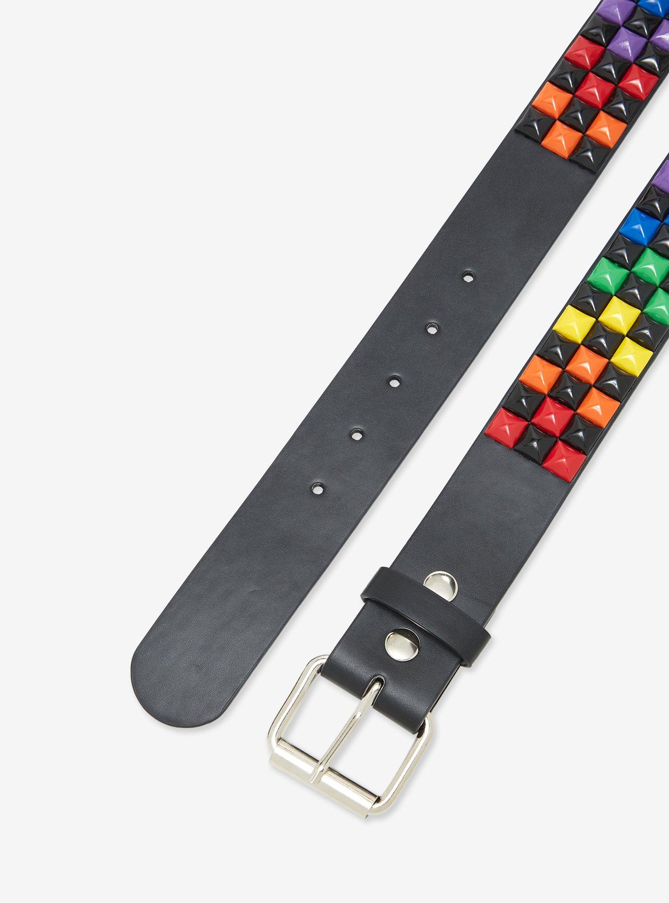 Rainbow Pyramid Stud Belt, , hi-res
