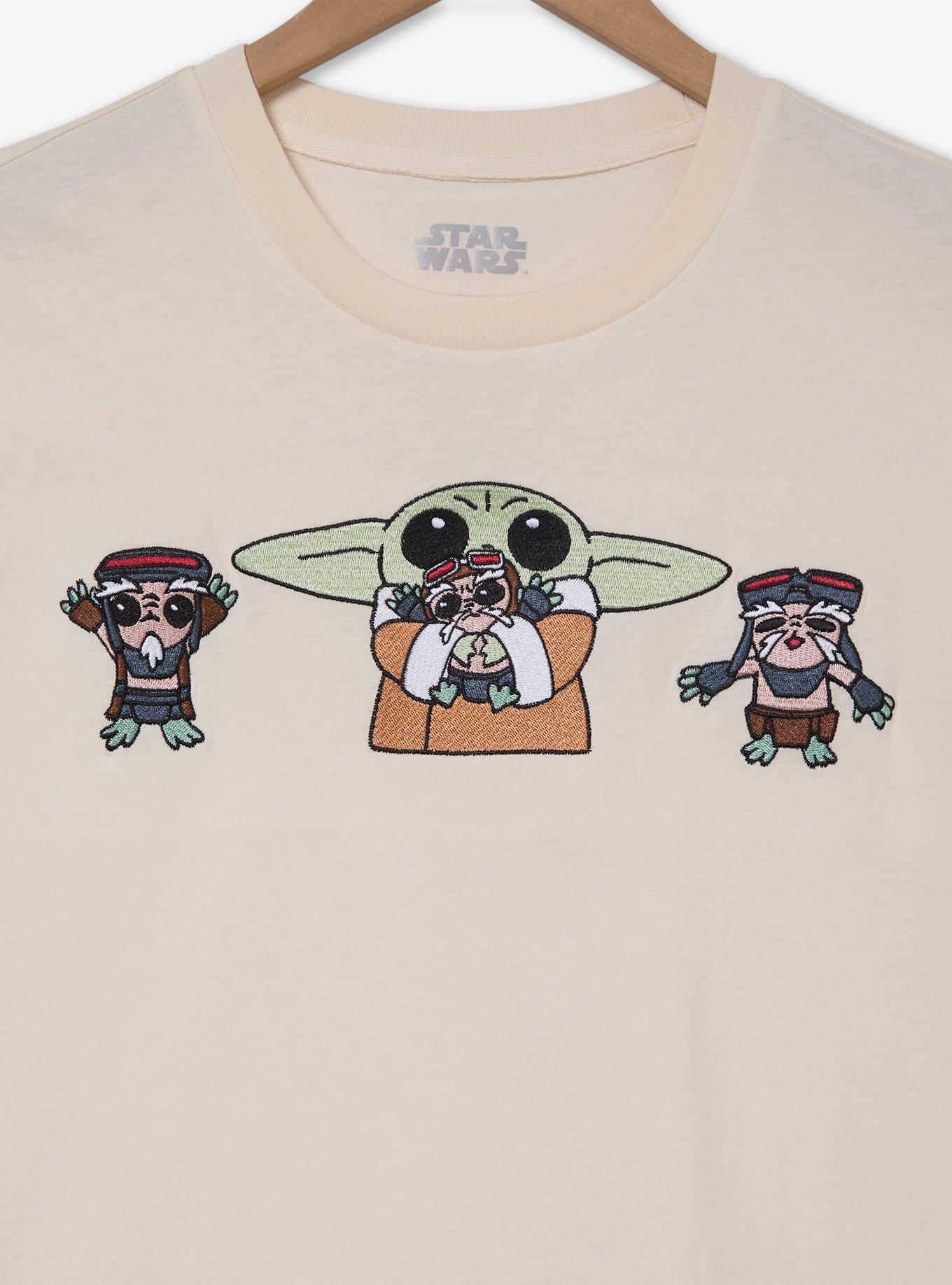 Star Wars The Mandalorian Grogu & Friends Embroidered Women's T-Shirt — BoxLunch Exclusive