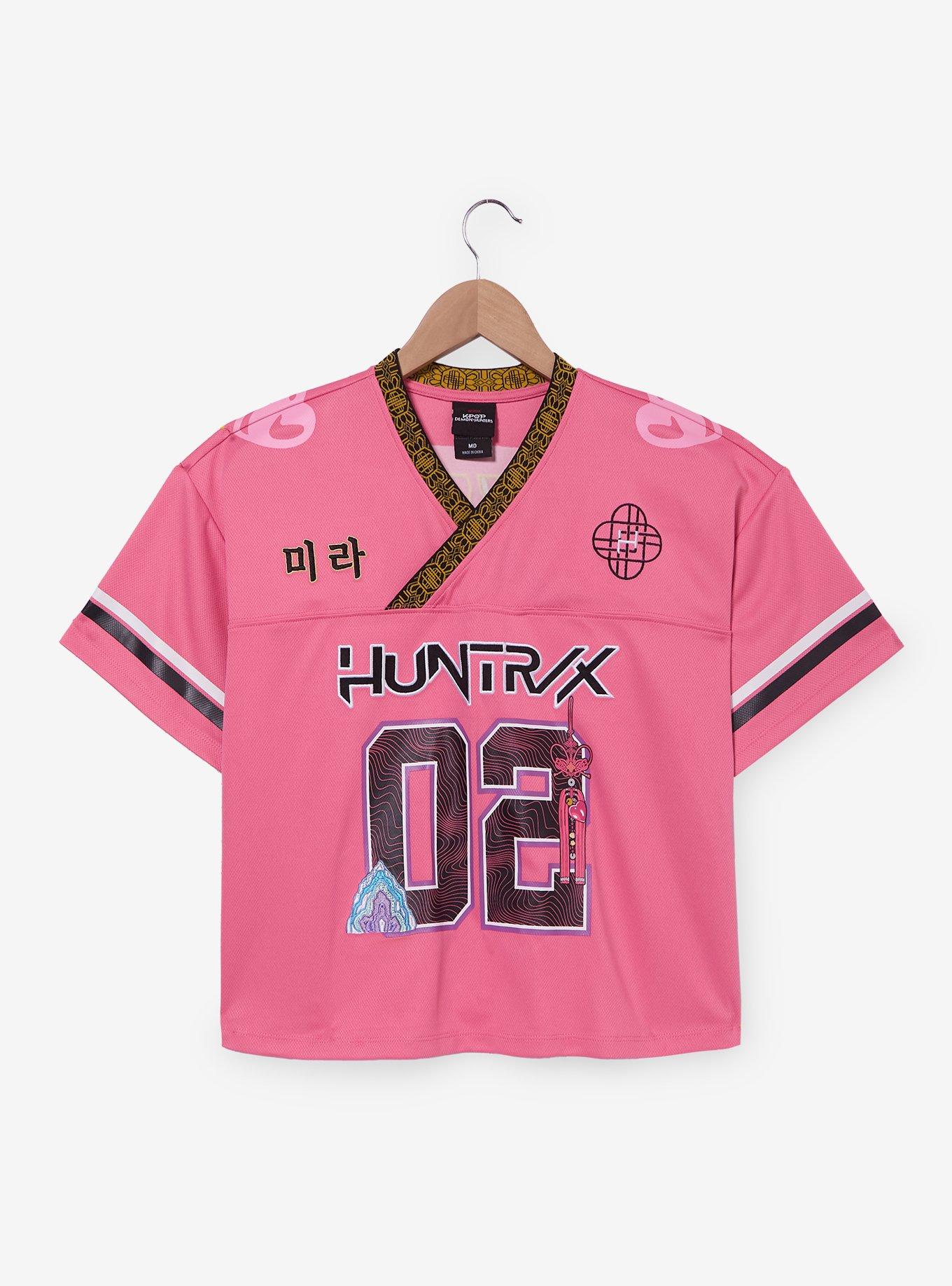 KPop Demon Hunters Mira Women's Cropped Football Jersey - BoxLunch Exclusive, PINK, alternate