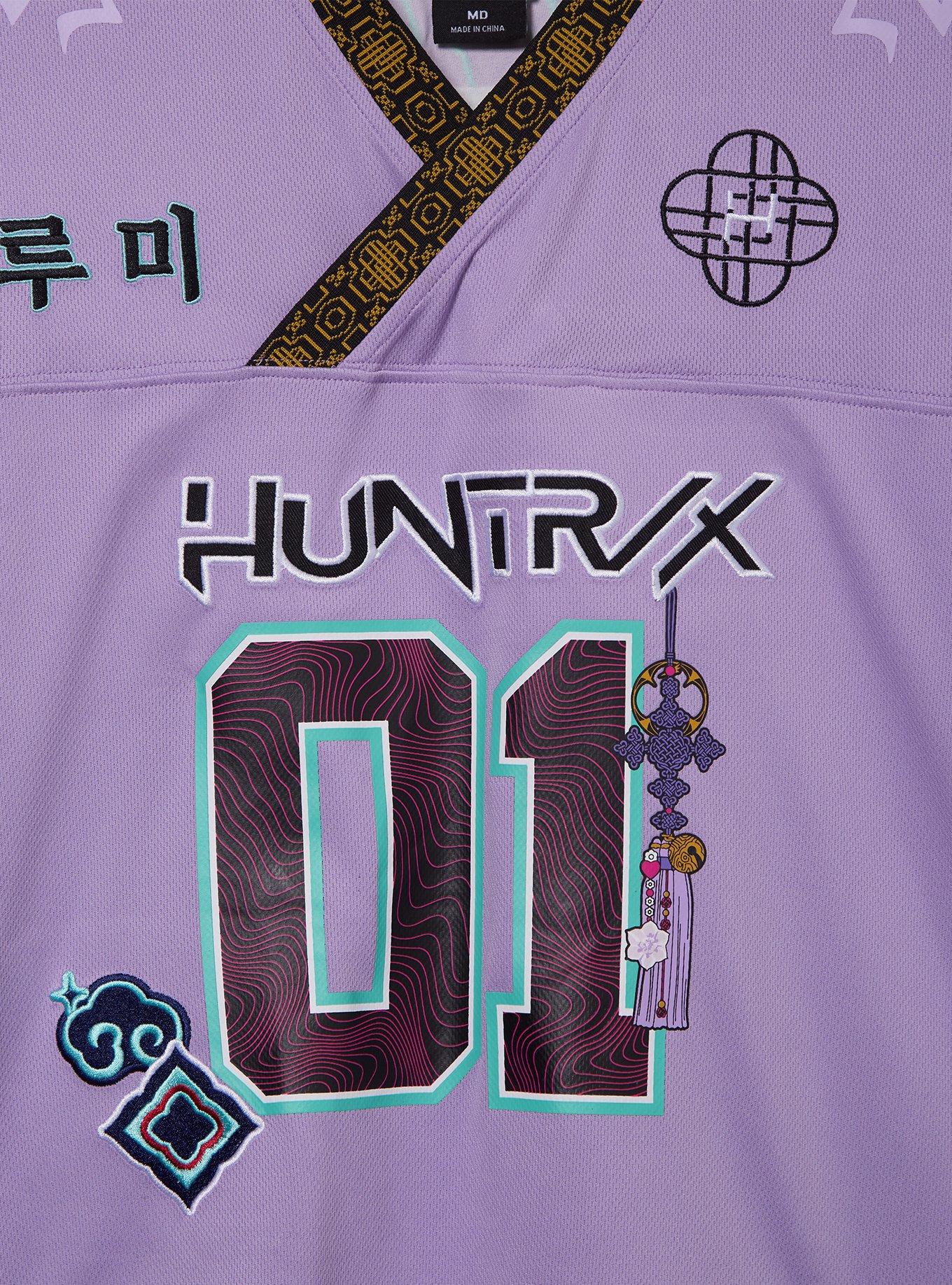 KPop Demon Hunters Rumi Women's Cropped Football Jersey &mdash; BoxLunch Exclusive, PURPLE, alternate