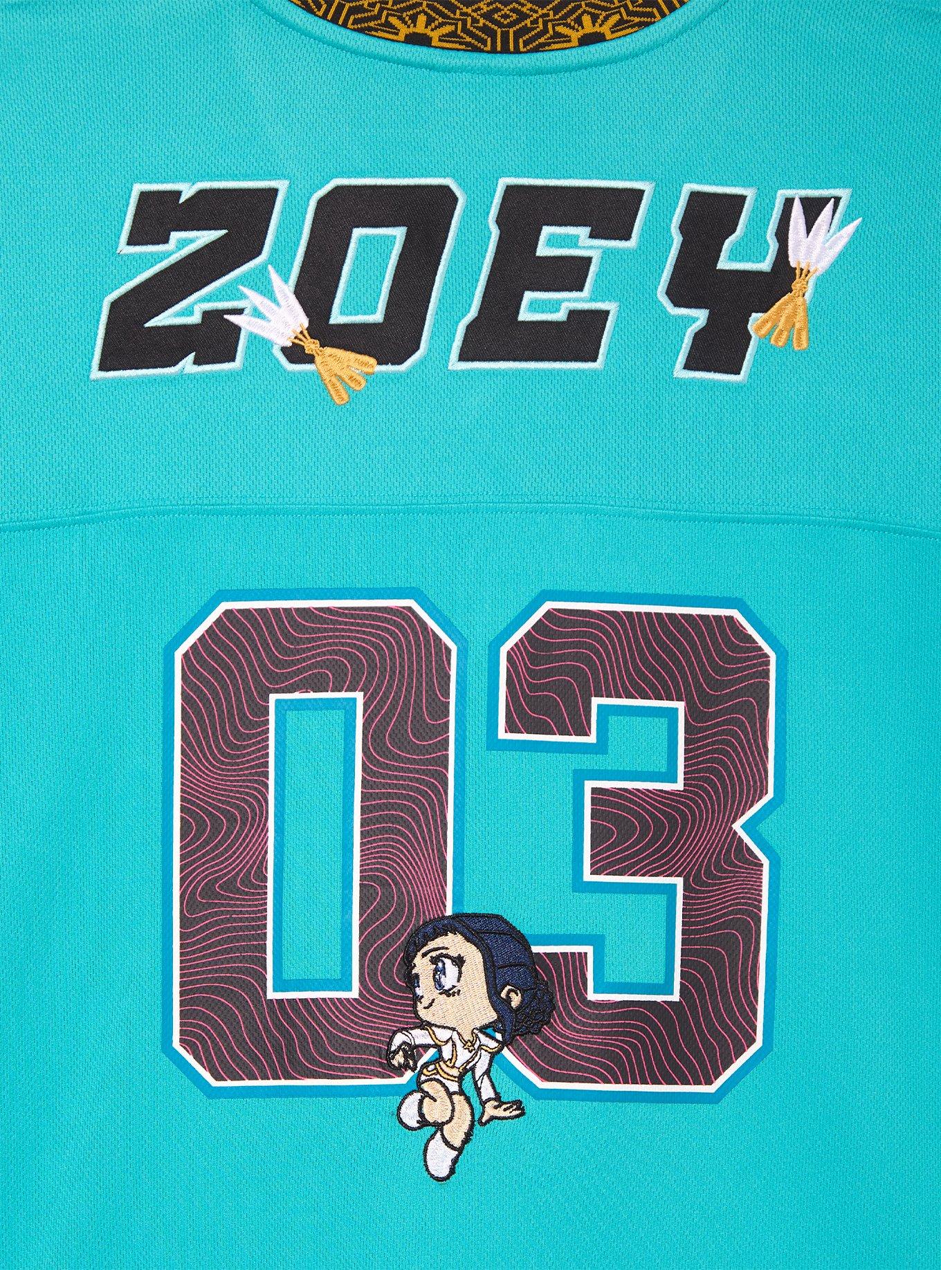 KPop Demon Hunters Zoey Women's Plus Size Cropped Football Jersey - BoxLunch Exclusive, , alternate