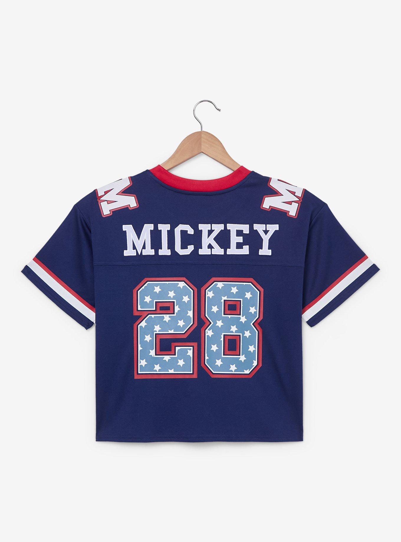 Disney Mickey Mouse Women's Plus Size Cropped Football Jersey - BoxLunch Exclusive, , hi-res
