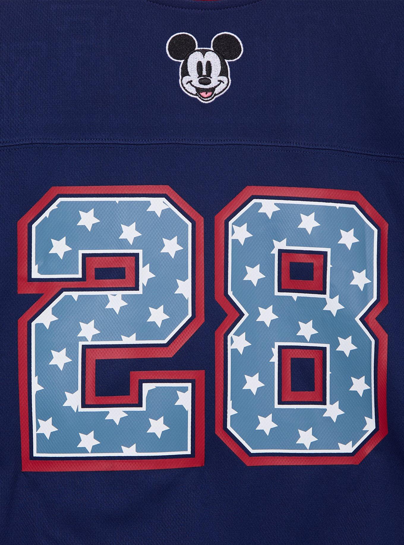 Disney Mickey Mouse Women's Plus Size Cropped Football Jersey - BoxLunch Exclusive, NAVY, alternate